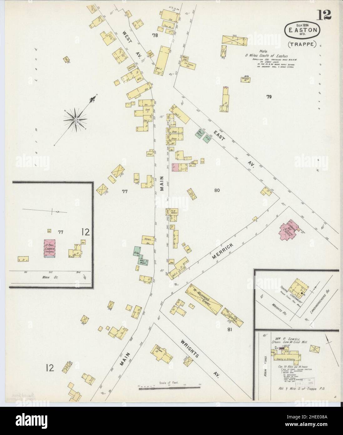 Sanborn Fire Insurance Map from Easton, Talbot County, Maryland. Stock Photo