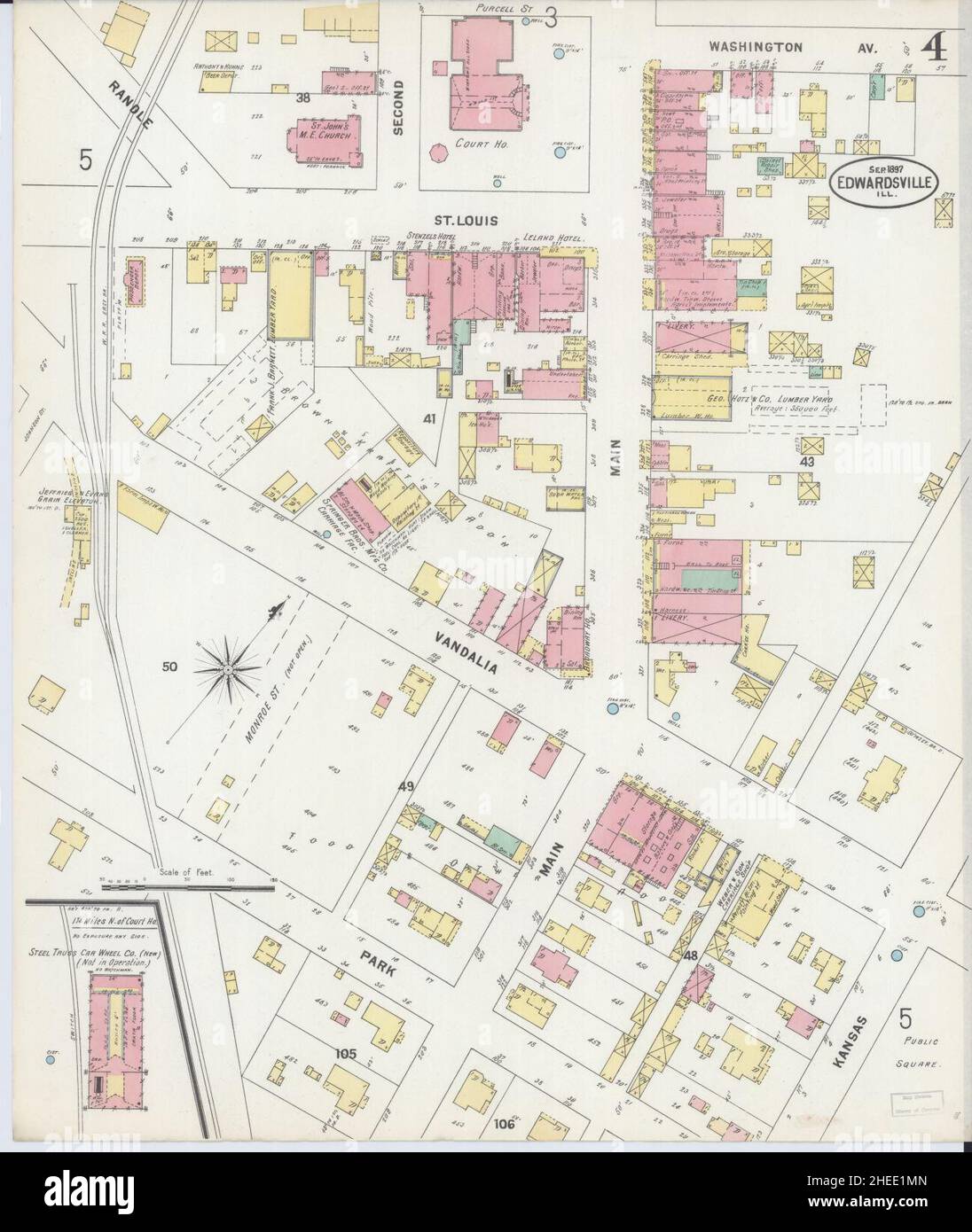 Sanborn Fire Insurance Map from Edwardsville, Madison County, Illinois. Stock Photo