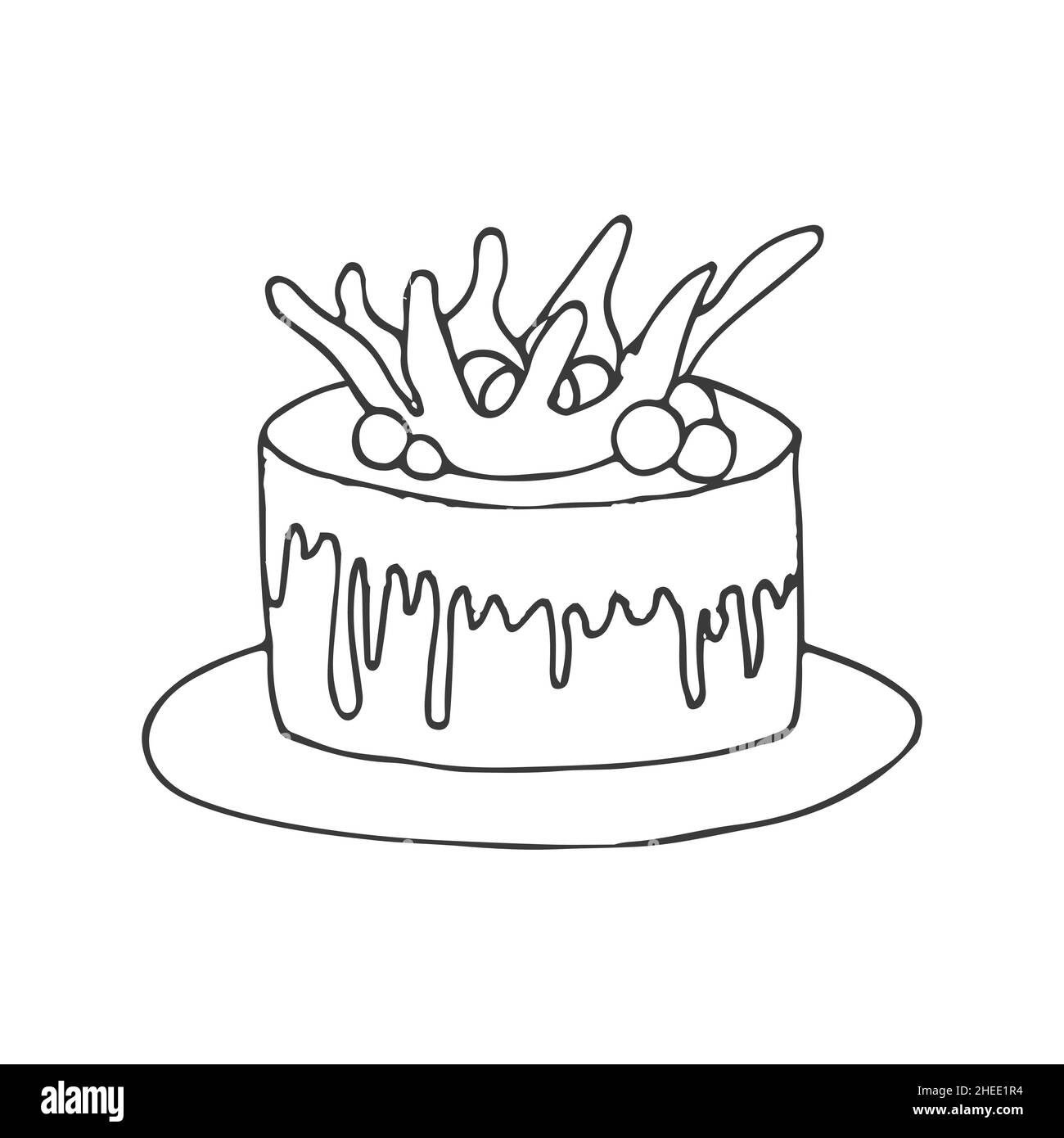 Birthday cake dessert, Vector illustration Stock Vector