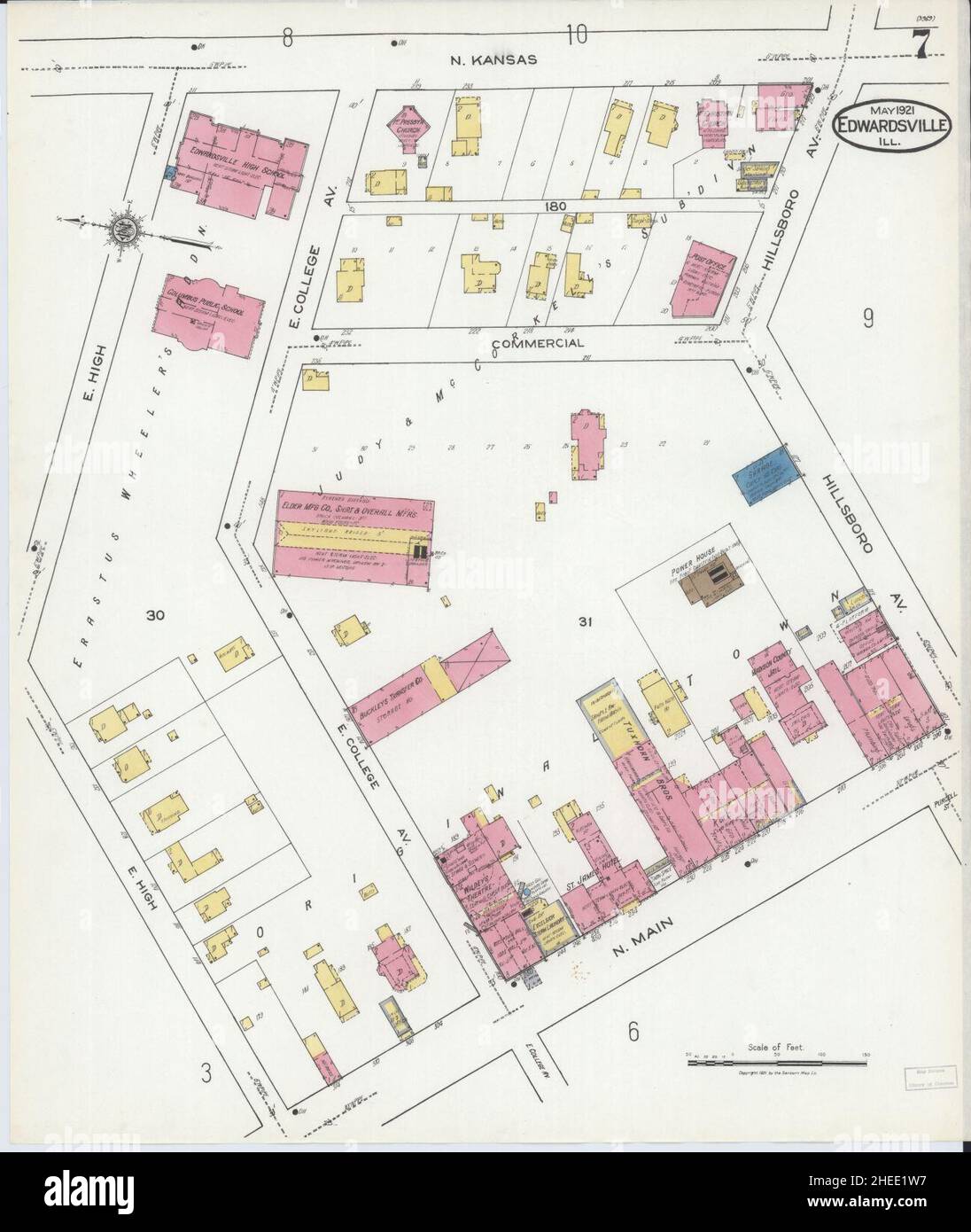 Sanborn Fire Insurance Map from Edwardsville, Madison County, Illinois. Stock Photo