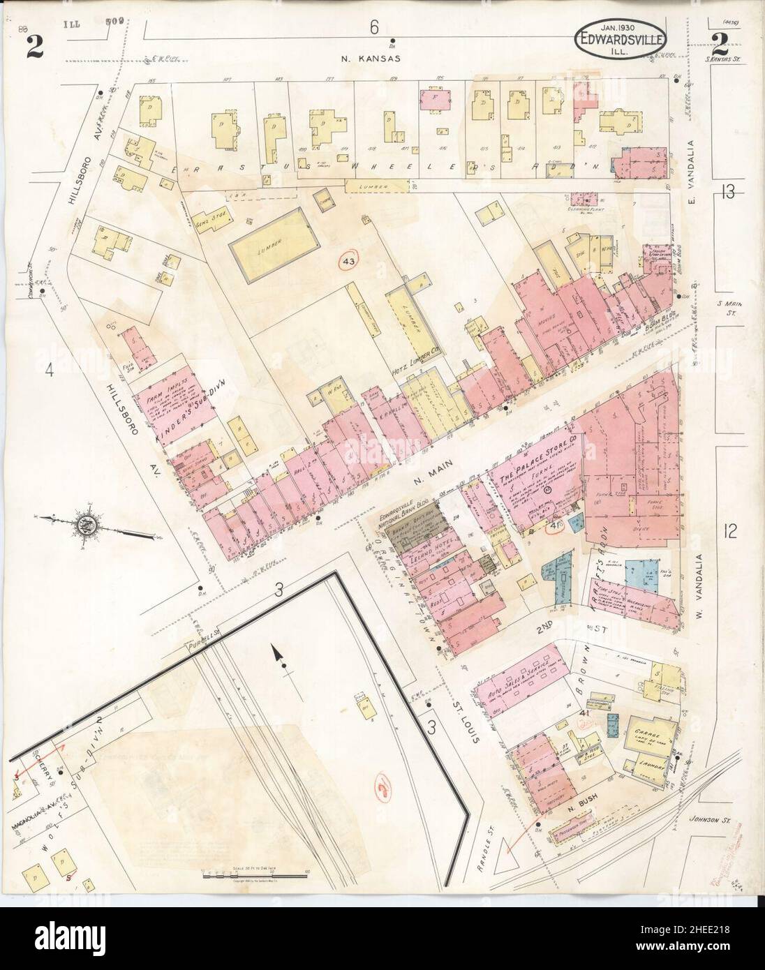 Sanborn Fire Insurance Map from Edwardsville, Madison County, Illinois. Stock Photo