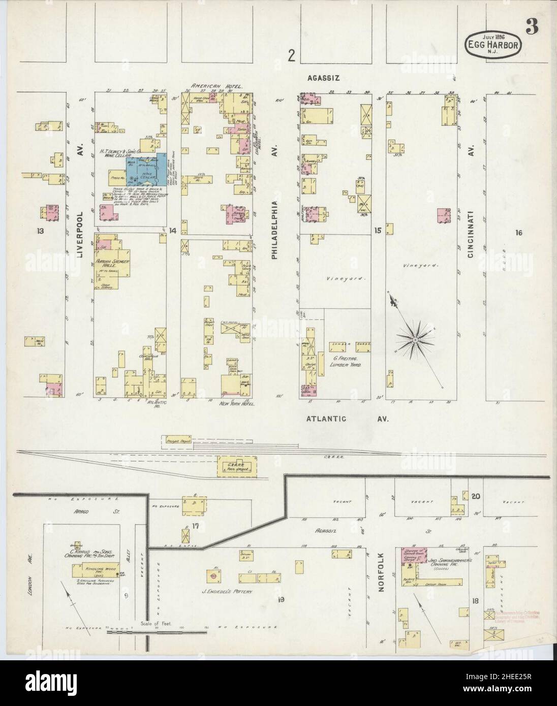 Sanborn Fire Insurance Map from Egg Harbor City, Atlantic County, New Jersey. Stock Photo