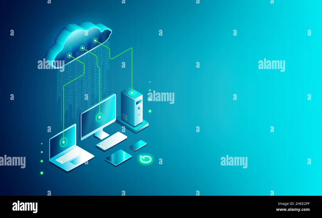 Cloud Computing - Devices Connected to the Digital Cloud Stock Photo ...