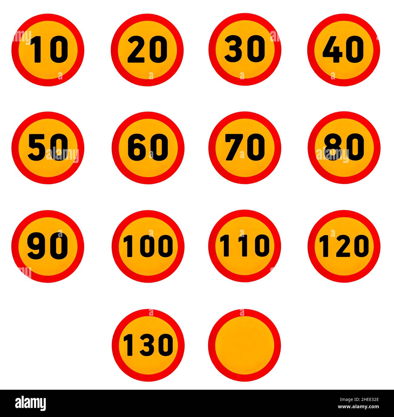 Traffic signs showing different speed limits in km h stock 48 off