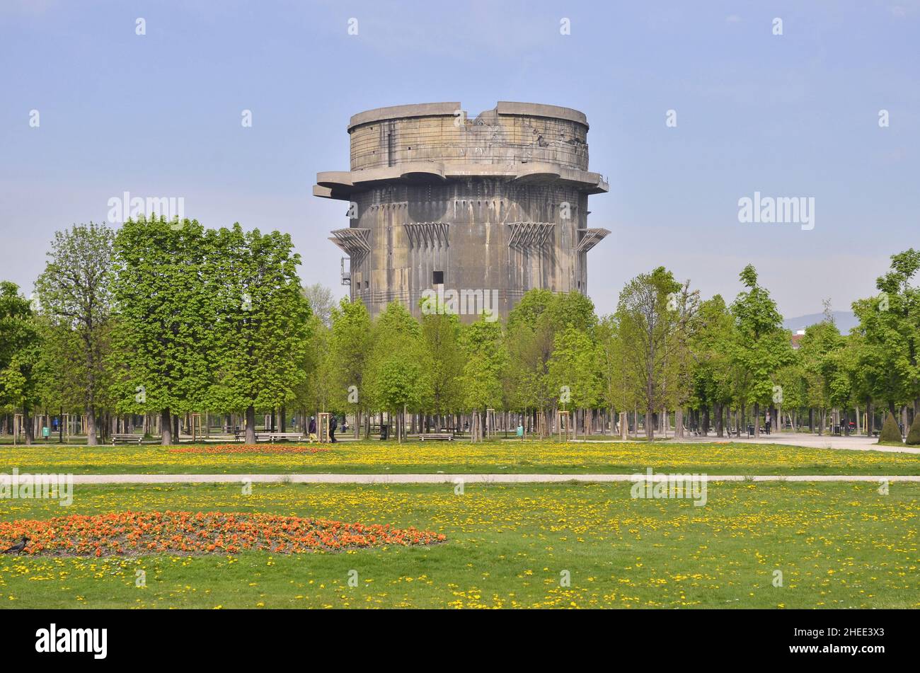 Flak tower (antiaircraft) blockhouse tower from WW2 in Augarten park