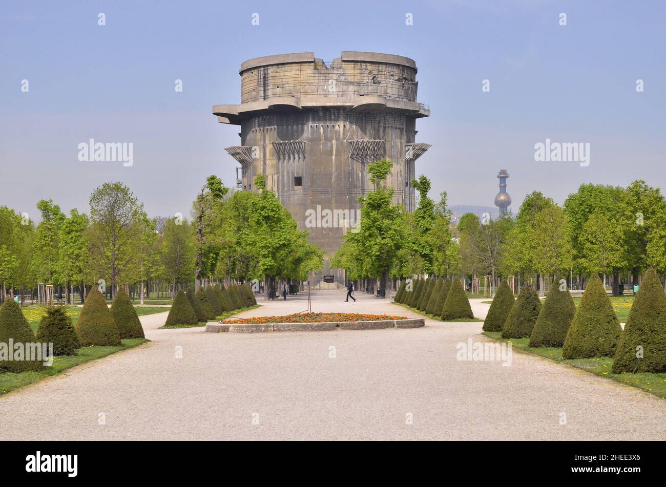 Flak tower (antiaircraft) blockhouse tower from WW2 in Augarten park