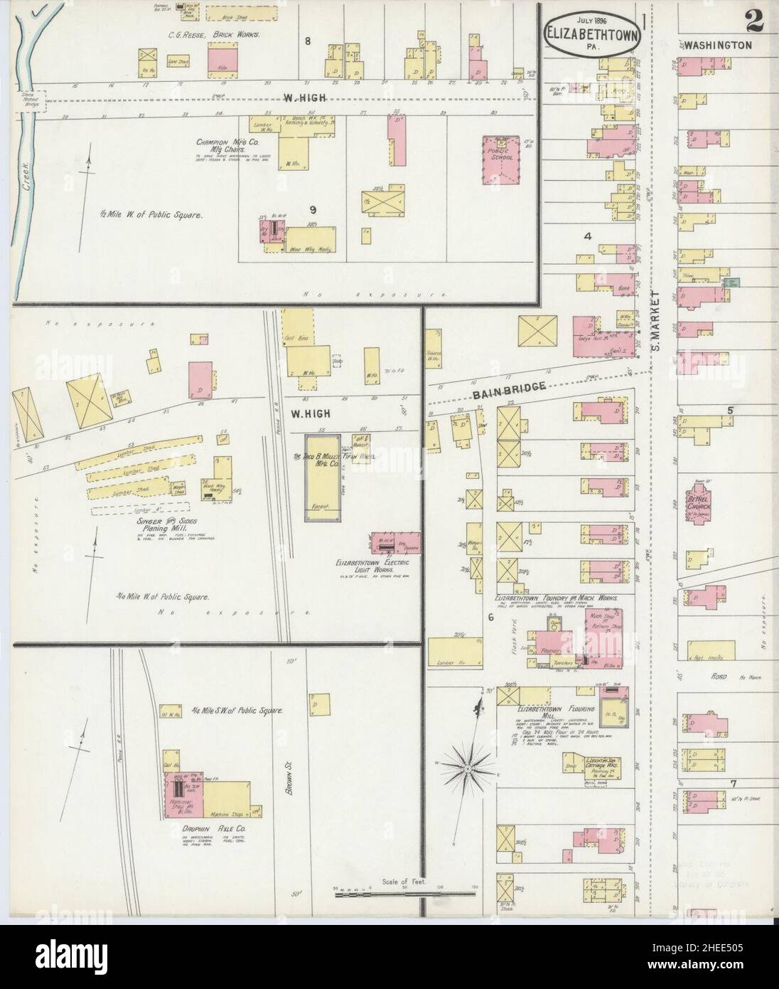 Sanborn Fire Insurance Map from Elizabethtown, Lancaster County, Pennsylvania Stock Photo Alamy