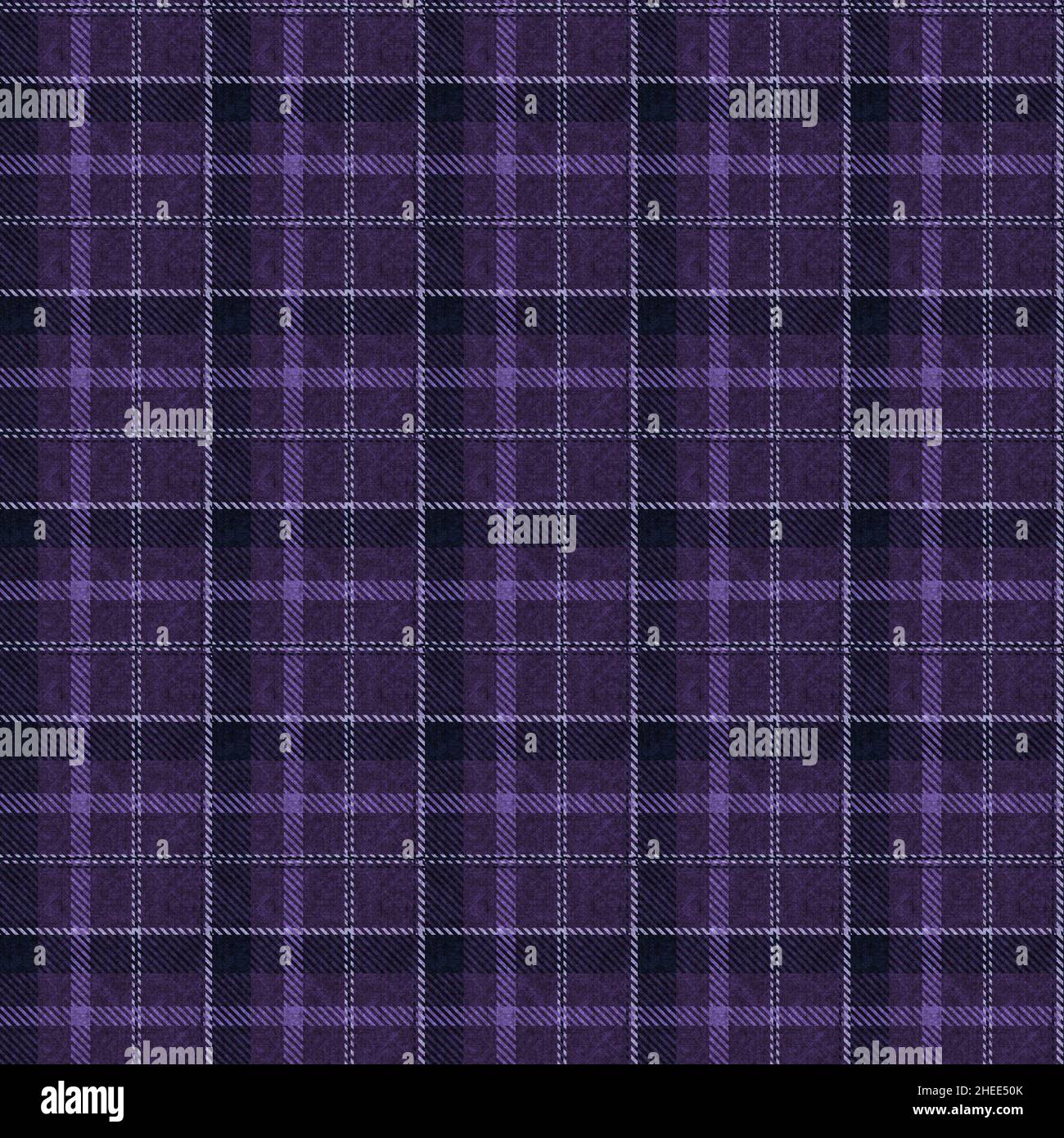 Purple color woven tartan texture background. Seamless gothic masculine