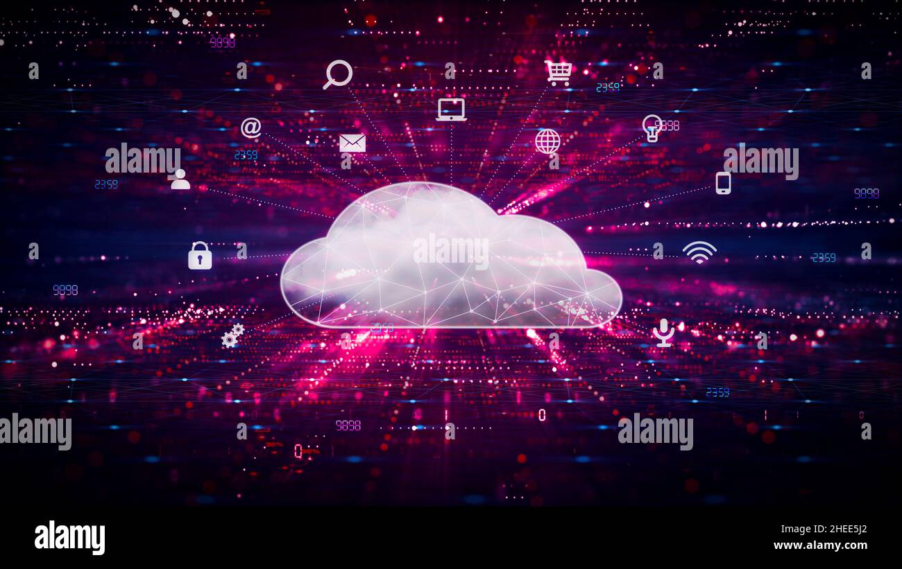Cloud Computing Concept with Digital Cloud and IT Icons Stock Photo - Alamy