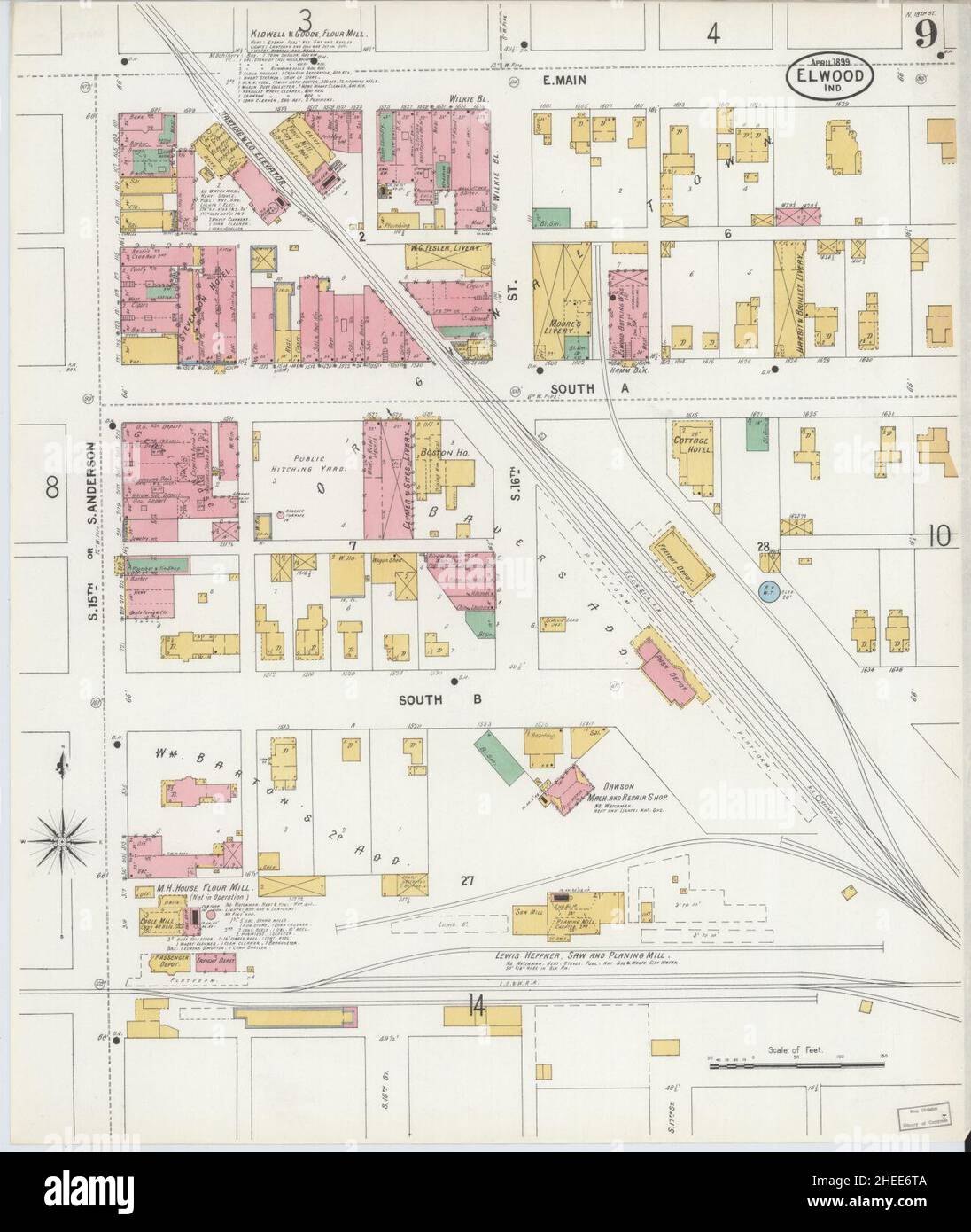 Sanborn Fire Insurance Map from Elwood, Madison County, Indiana Stock