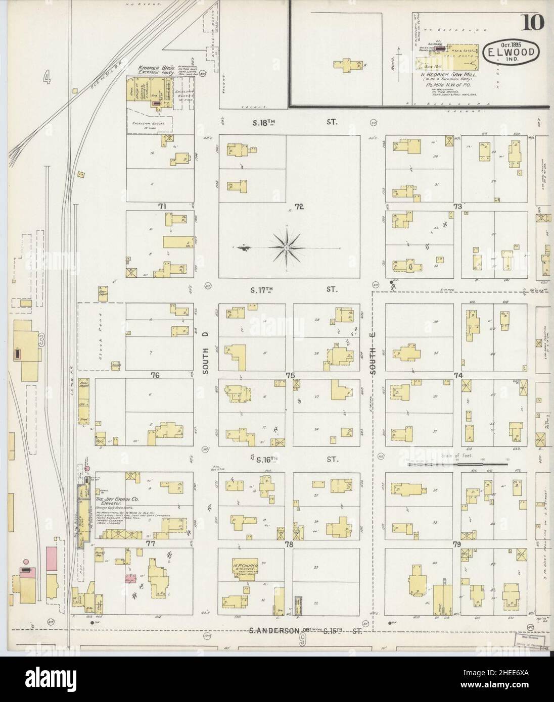Sanborn Fire Insurance Map from Elwood, Madison County, Indiana Stock