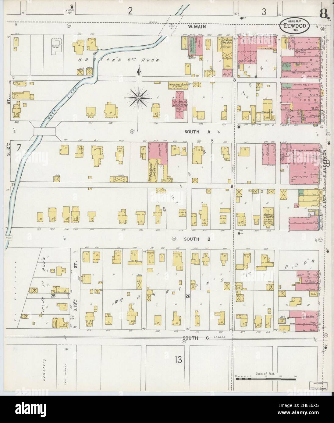 Sanborn Fire Insurance Map from Elwood, Madison County, Indiana Stock