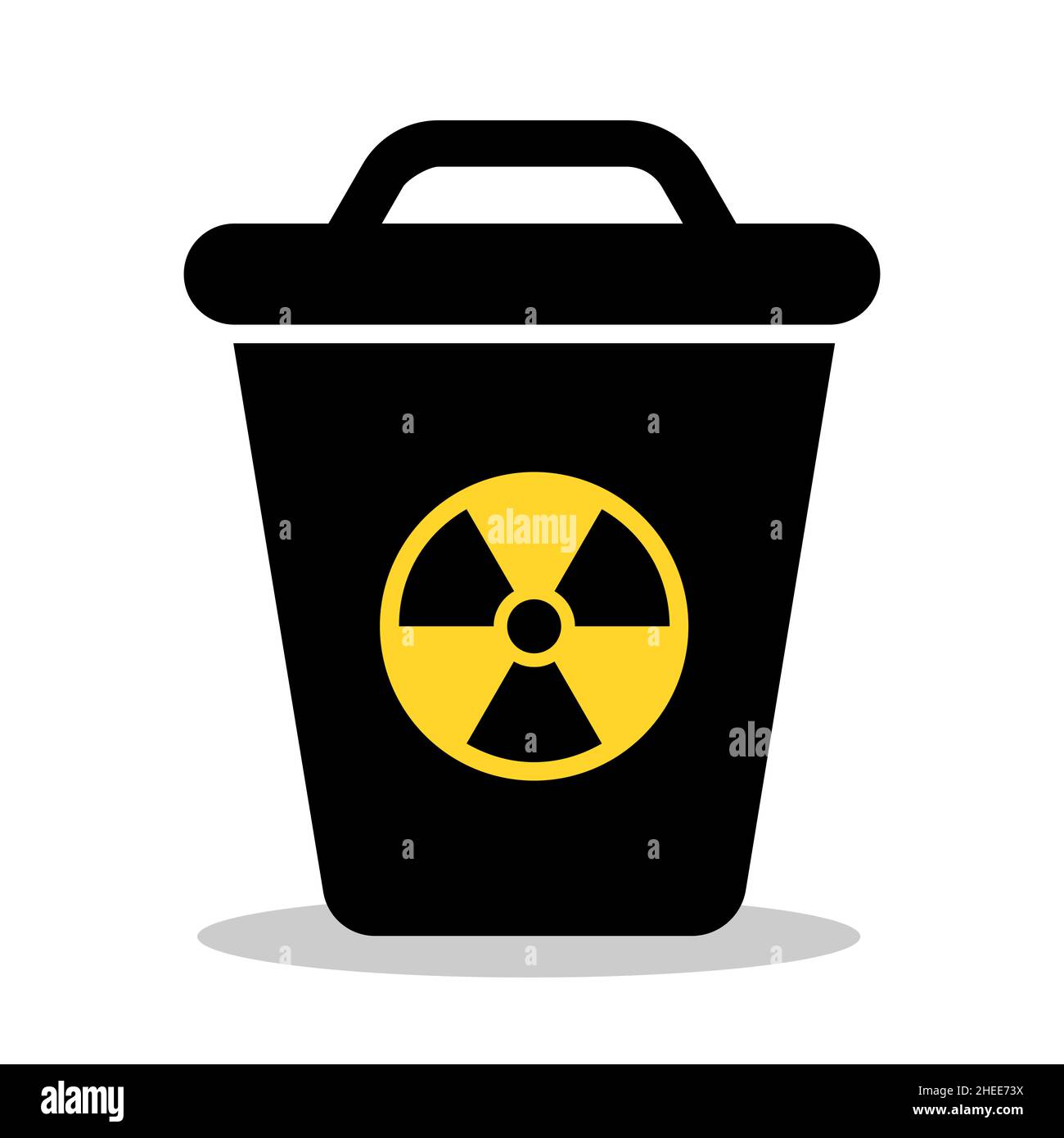 Radioactive and nuclear waste dustbin and garbage can with symbol of dangerous and hazardous