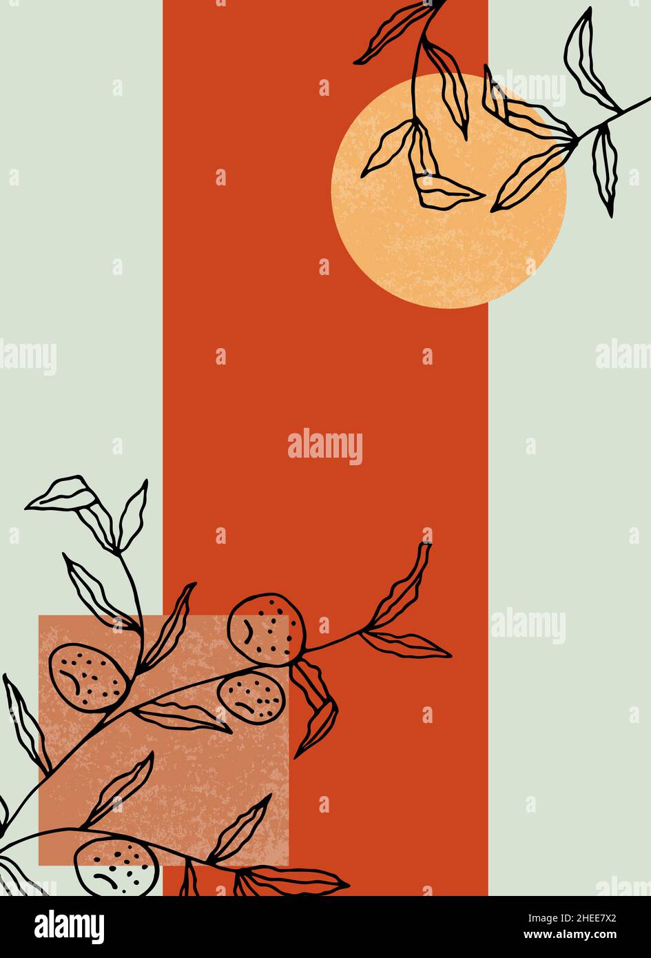 https://c8.alamy.com/comp/2HEE7X2/aesthetic-boho-abstract-print-with-black-orange-tree-outlines-scandinavian-collage-terracotta-black-pastel-green-colors-vector-background-for-2HEE7X2.jpg