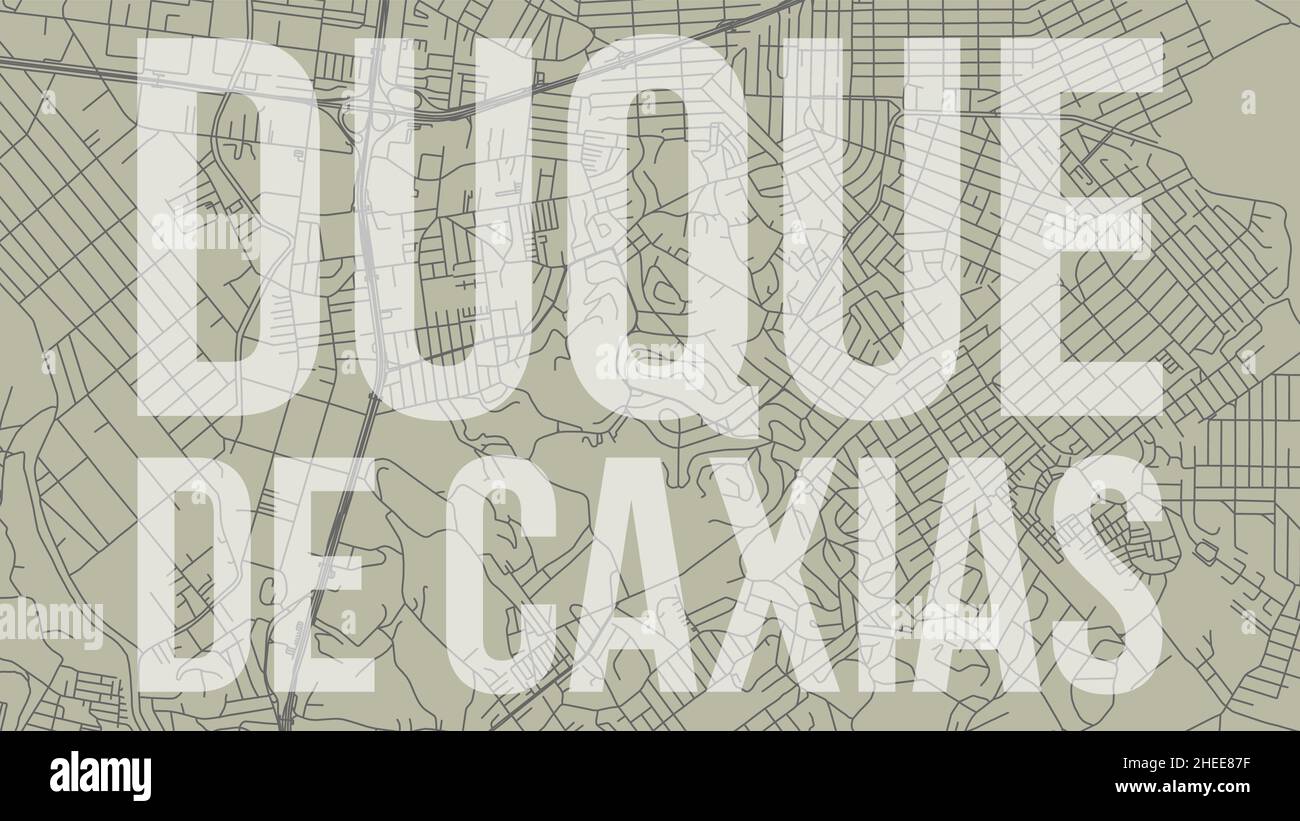 Duque de Caxias map city poster, horizontal background vector map with opacity title. Municipality area street map. Widescreen Brazilian skyline panor Stock Vector