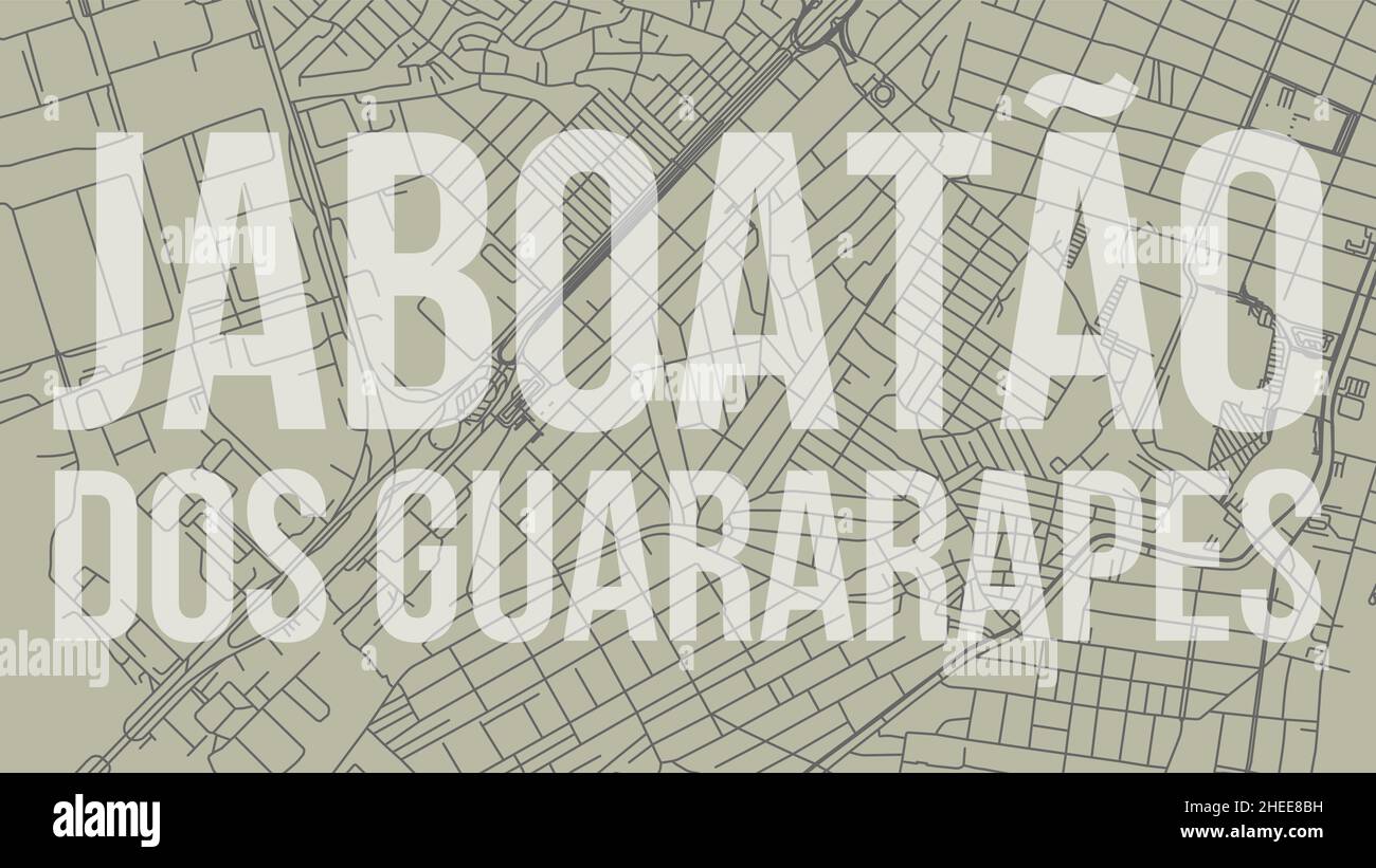Jaboatao dos Guararapes map city poster, horizontal background vector map with opacity title. Municipality area street map. Widescreen Brazilian skyli Stock Vector