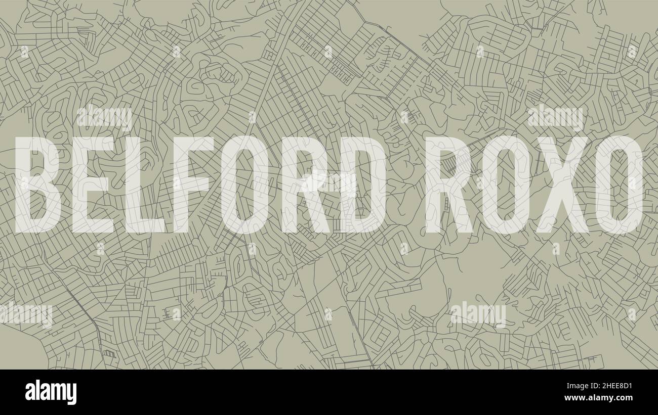 Belford Roxo map city poster, horizontal background vector map with opacity title. Municipality area street map. Widescreen Brazilian skyline panorama Stock Vector