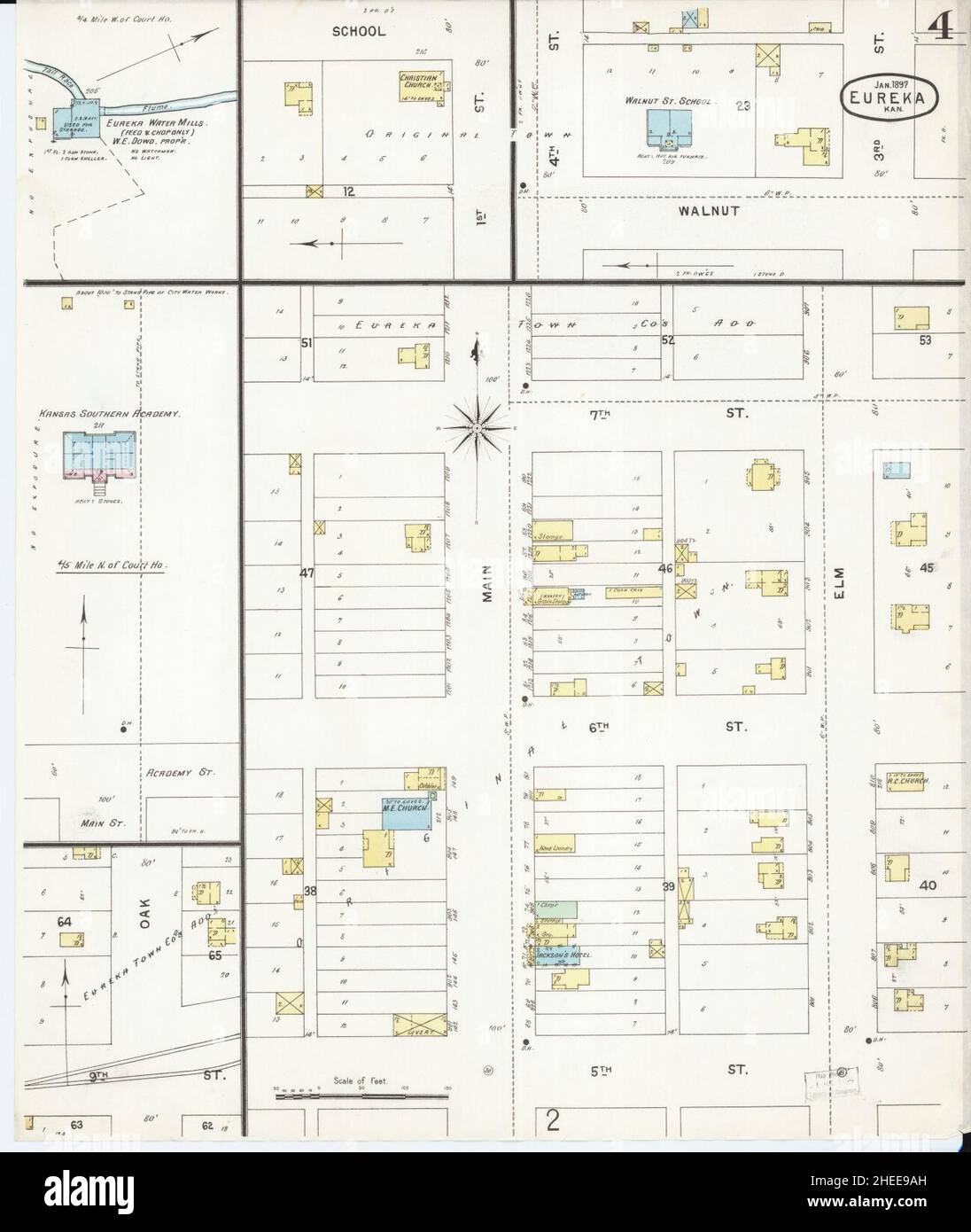 Sanborn Fire Insurance Map from Eureka, Greenwood County, Kansas Stock