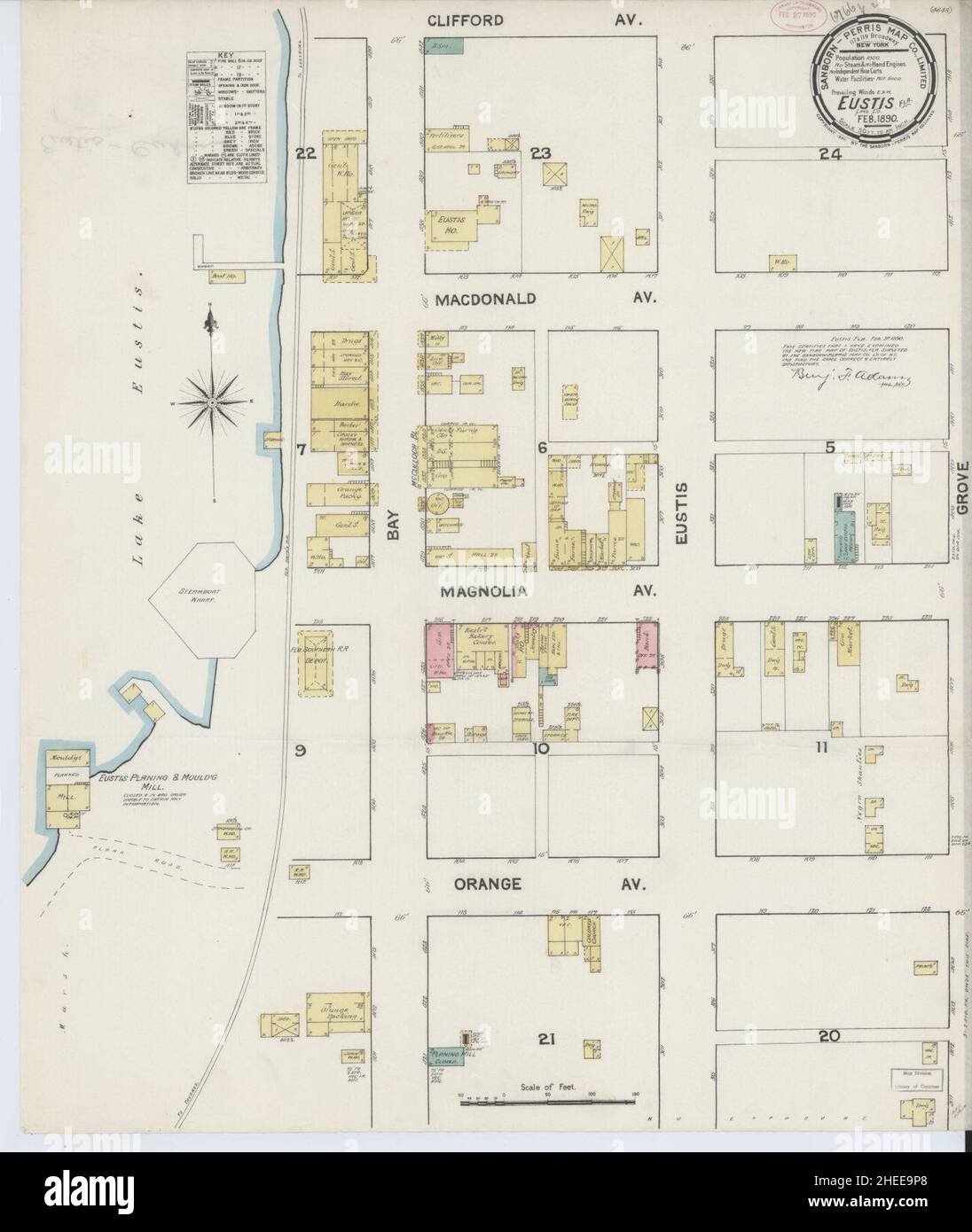 Sanborn Fire Insurance Map from Eustis, Lake County, Florida. Stock Photo