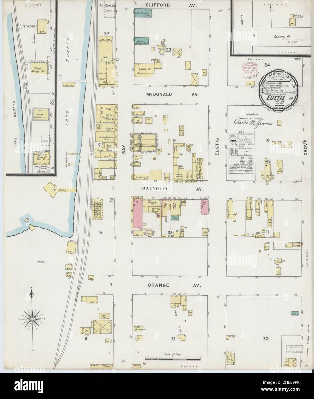 Sanborn Fire Insurance Map from Eustis, Lake County, Florida. Stock Photo