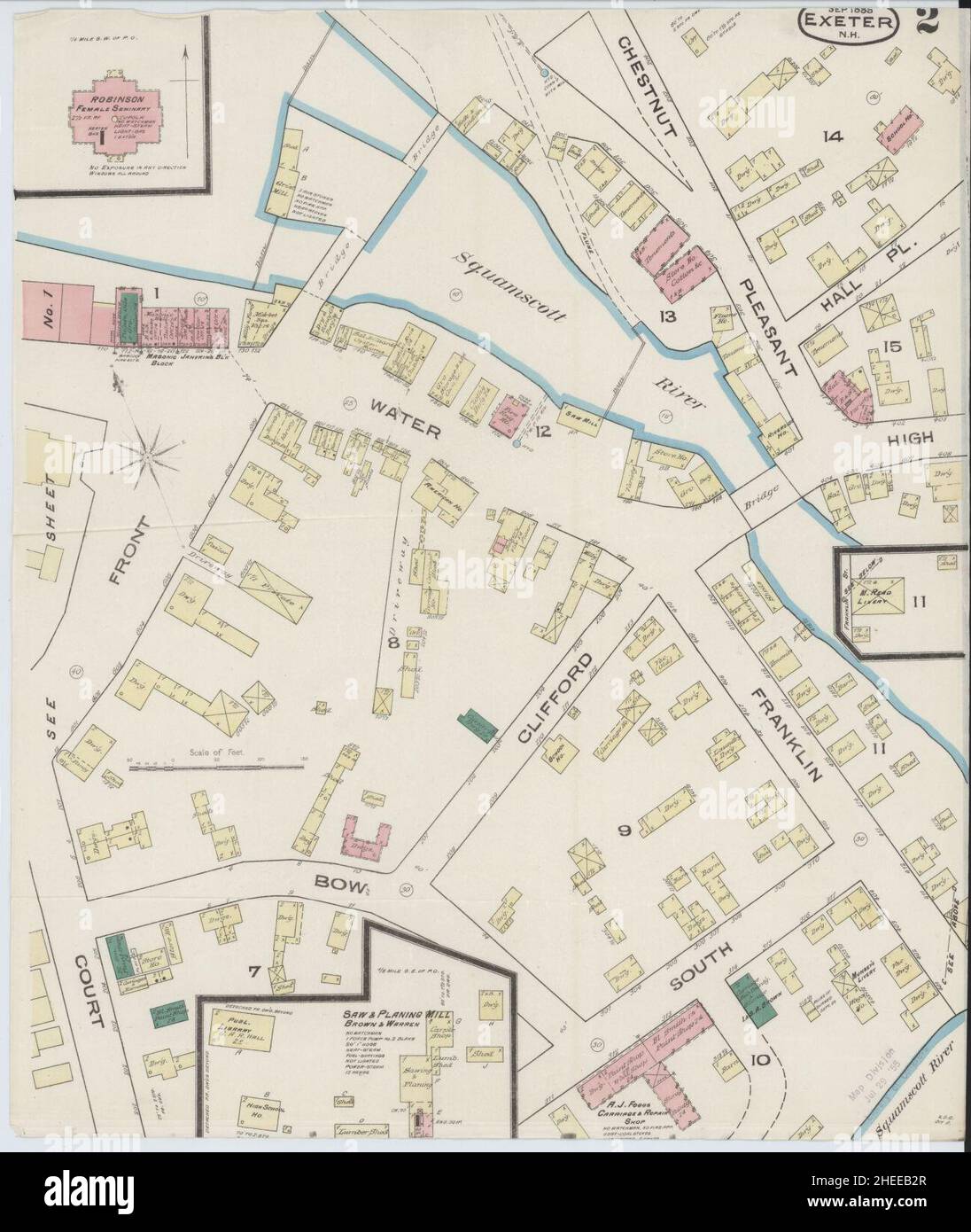 Sanborn Fire Insurance Map from Exeter, Rockingham County, New Hampshire. Stock Photo