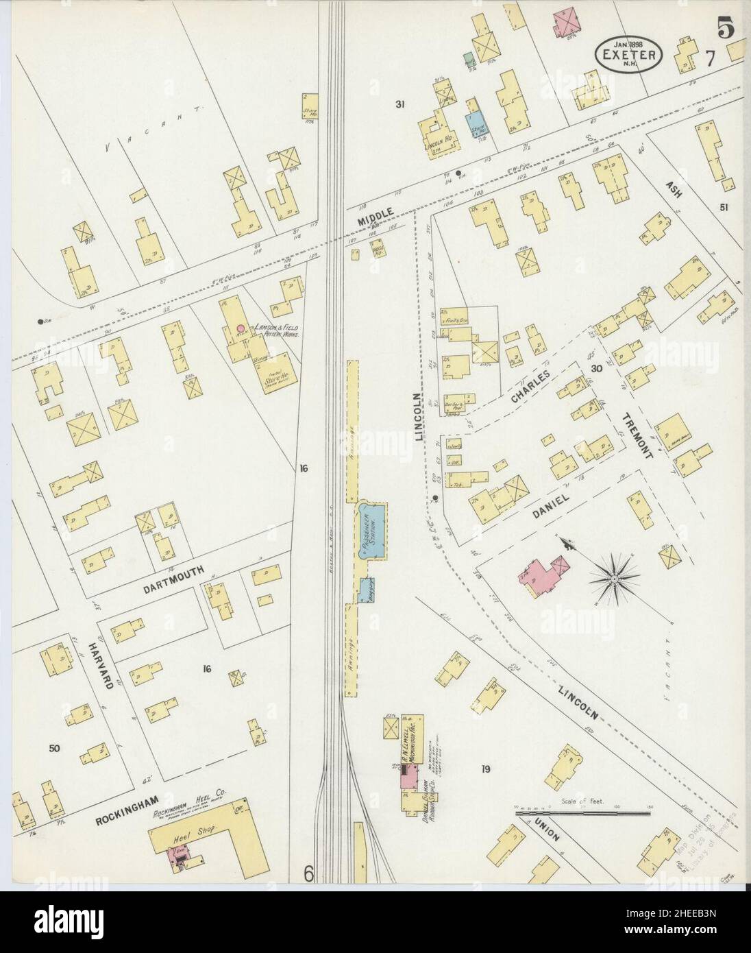 Sanborn Fire Insurance Map from Exeter, Rockingham County, New Hampshire. Stock Photo