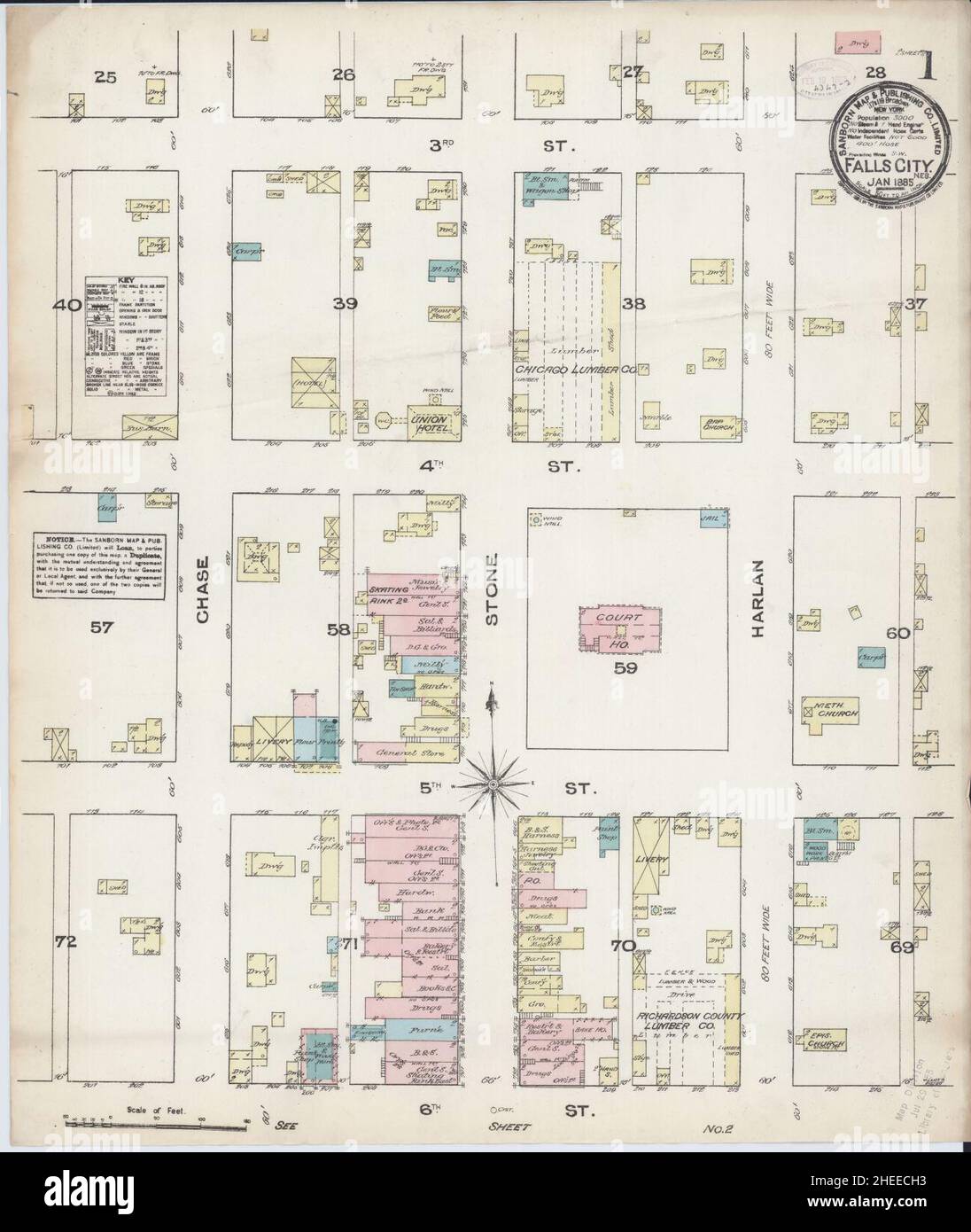 Sanborn Fire Insurance Map from Falls City, Richardson County, Nebraska
