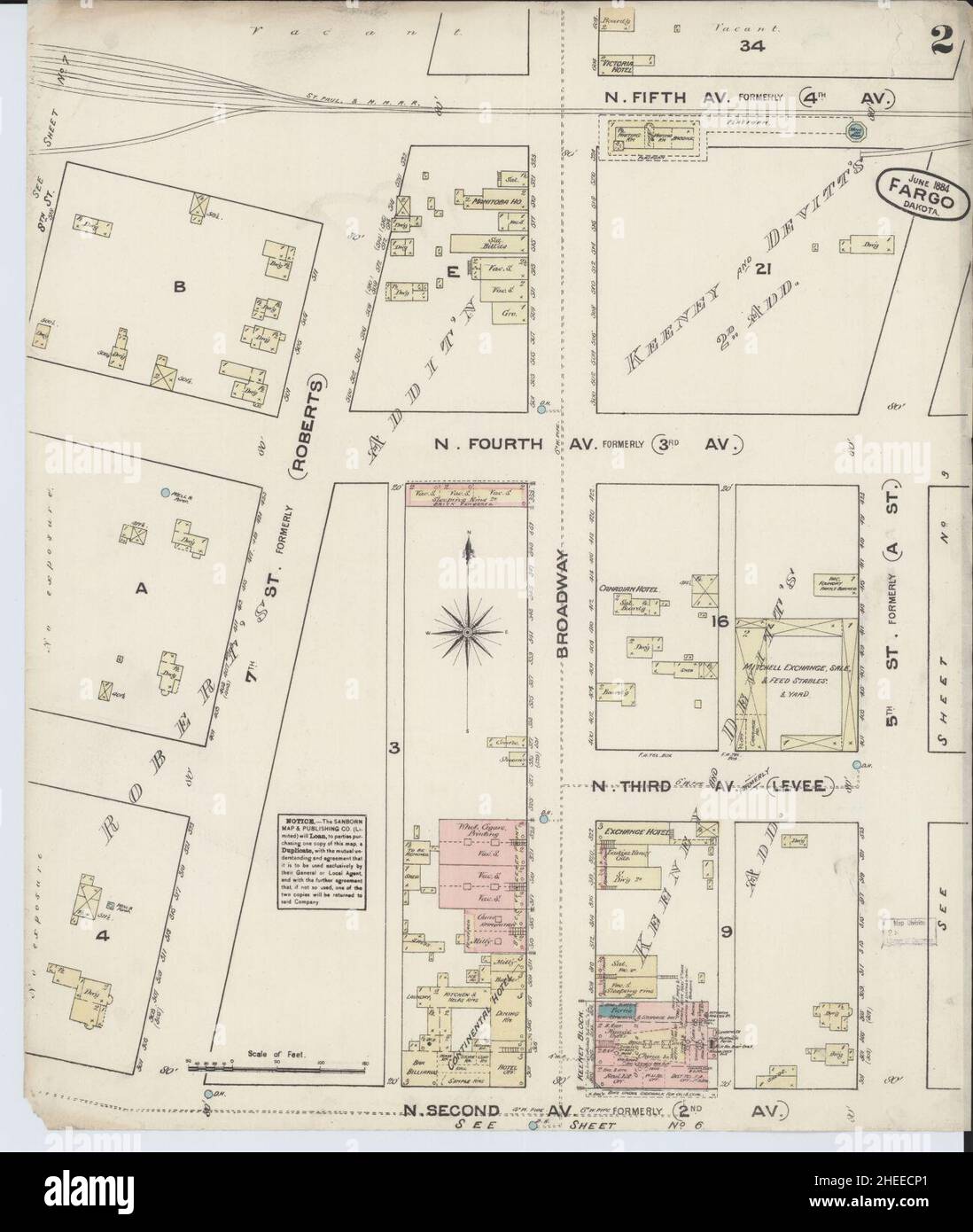 Sanborn Fire Insurance Map from Fargo, Cass County, North Dakota Stock