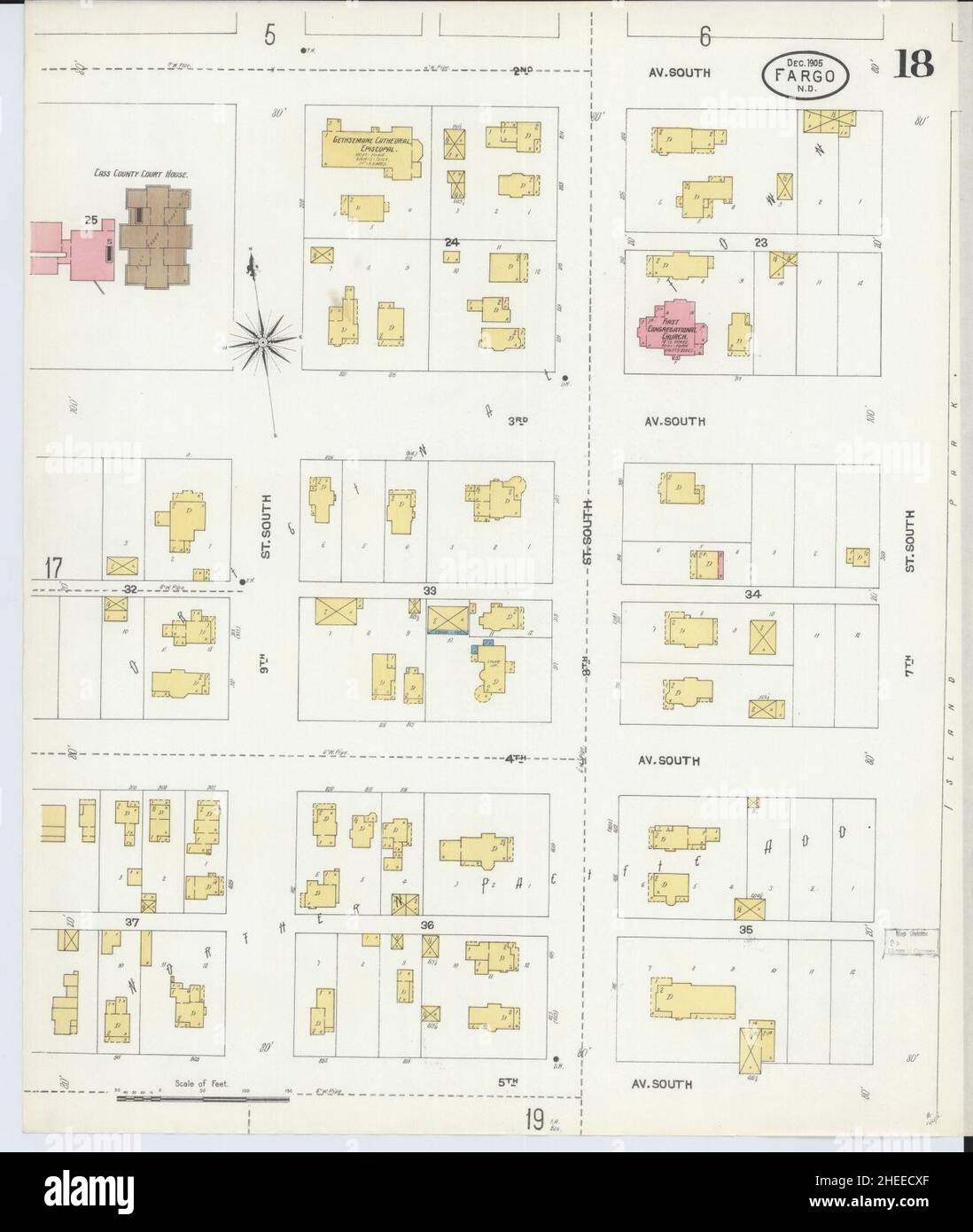 Sanborn Fire Insurance Map from Fargo, Cass County, North Dakota Stock