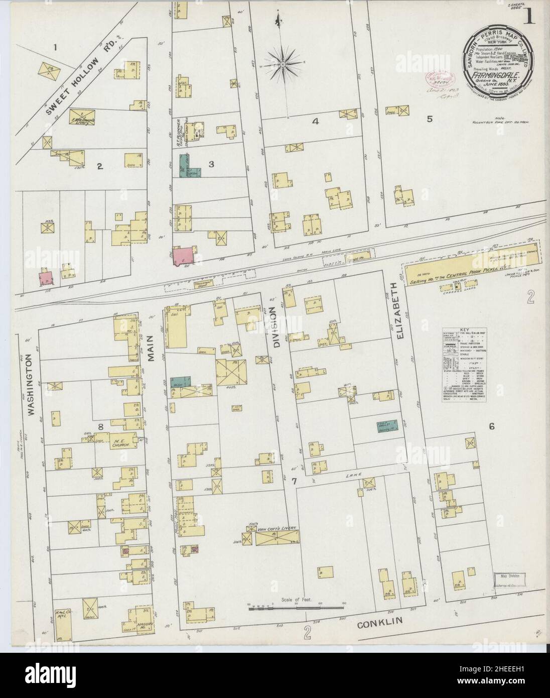 Farmingdale map hi res stock photography - Sanborn Fire Insurance Map From Farmingdale Nassau County New York 2HEEEH1