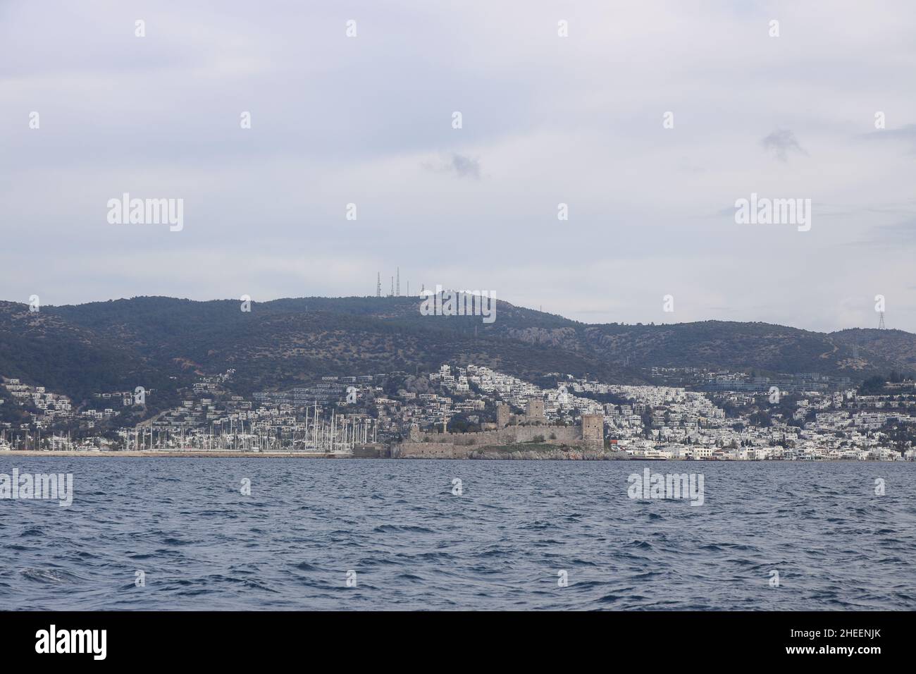 Bodrum Castle view from beach. Bodrum is populer tourist destination in ...