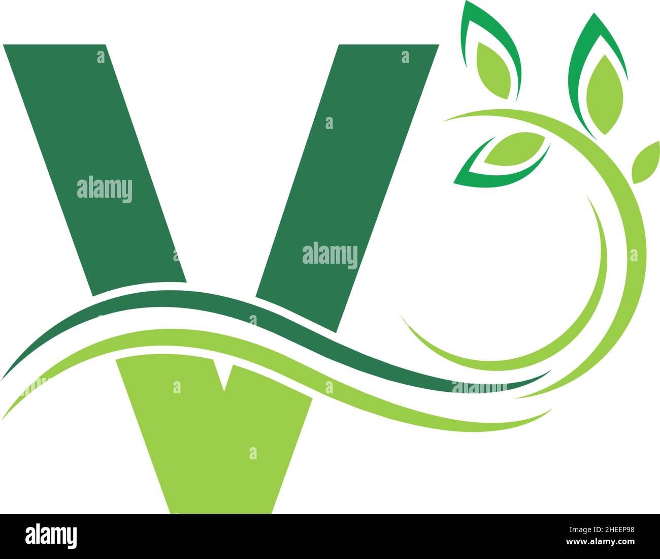Letter V Icon with floral logo design template illustration vector ...