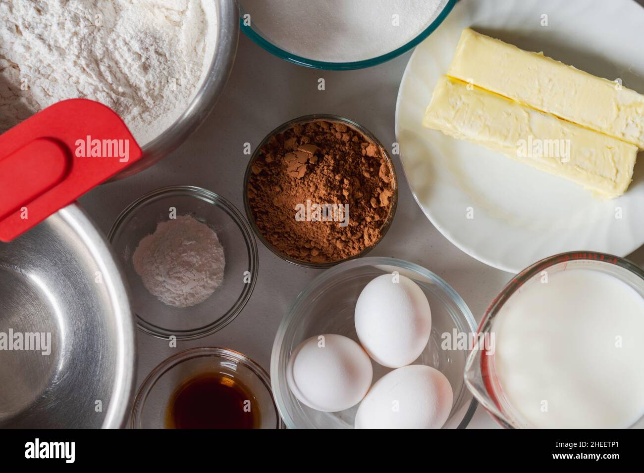 Basic baking ingredients eggs hi-res stock photography and images - Alamy