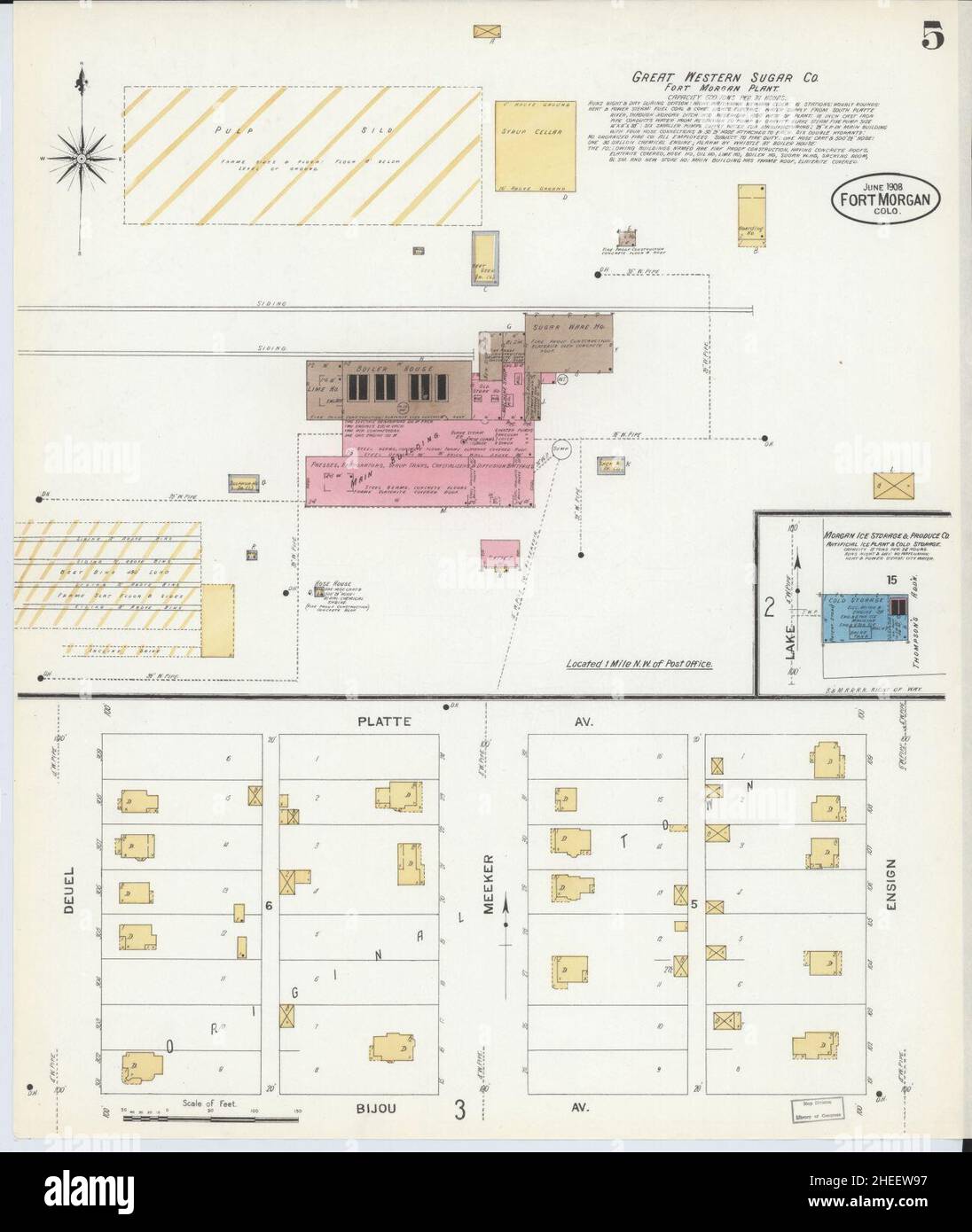 Sanborn Fire Insurance Map from Fort Morgan, Morgan County, Colorado. Stock Photo