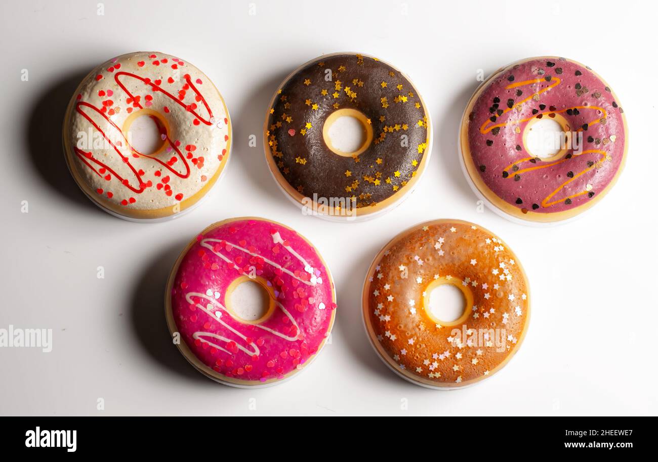 Donuts on a white background. Stock Photo