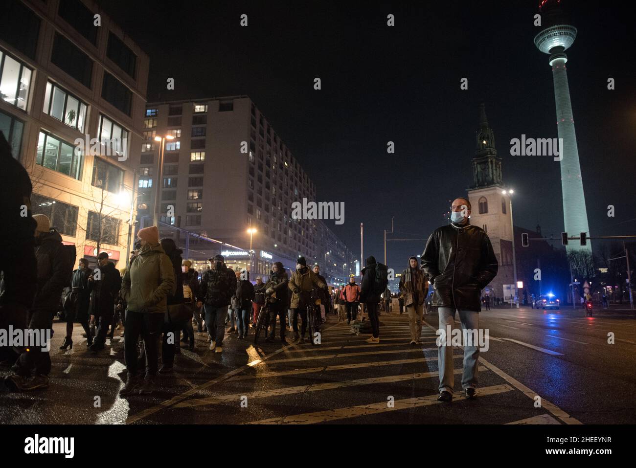 The demonstration began on Alexanderplatz, in the central Mitte ...