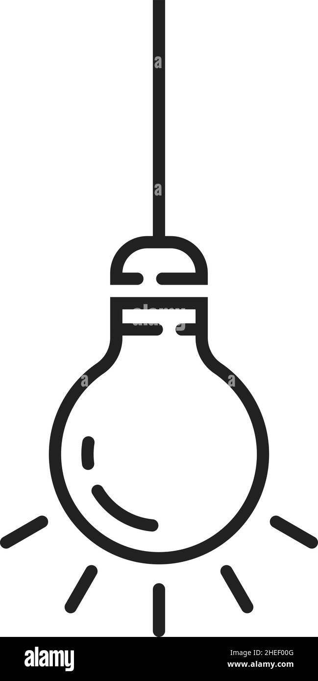 black hanging thin line bulb Stock Vector