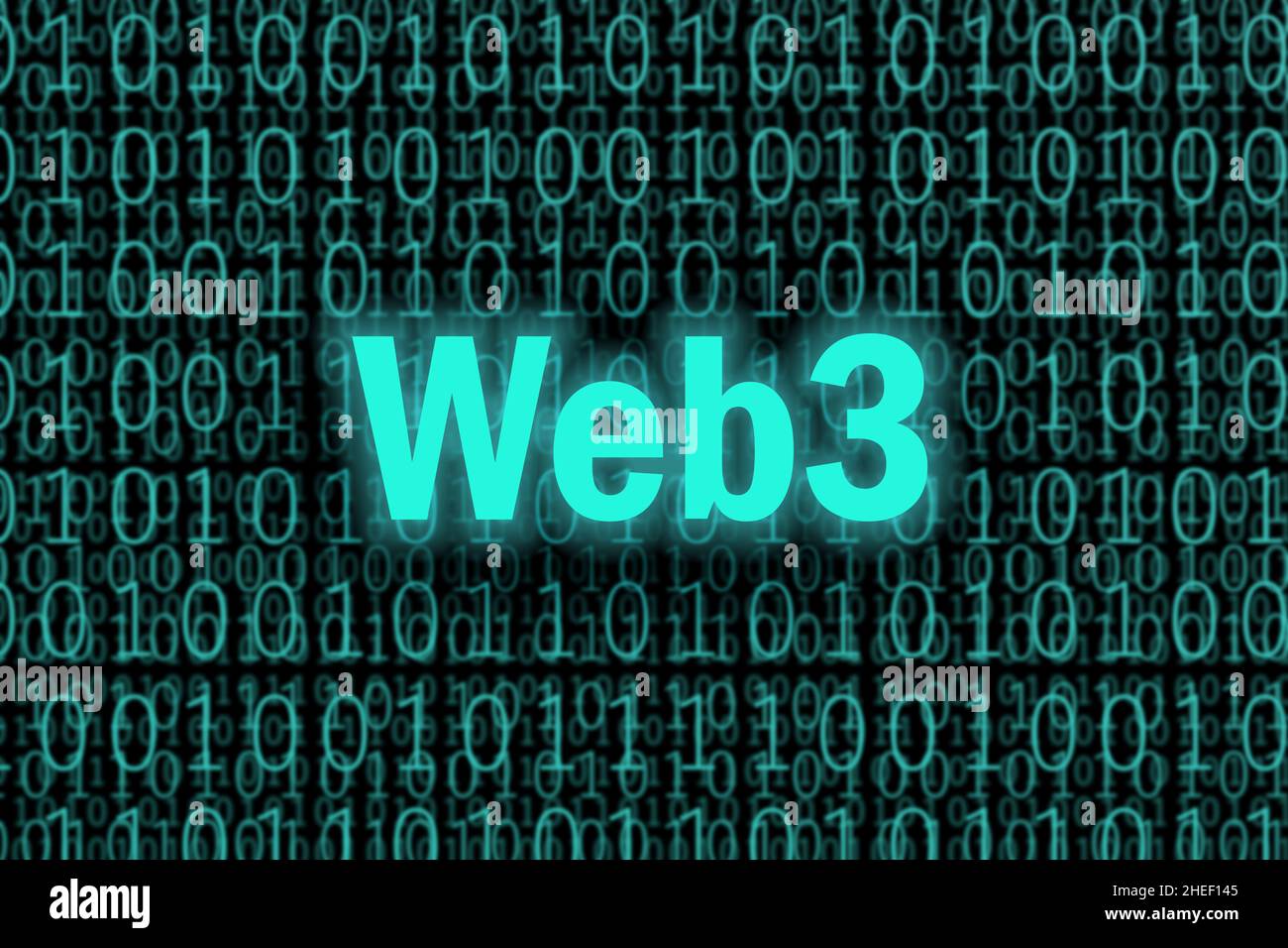 Web3 on binary numbers background. 3d illustration. Stock Photo