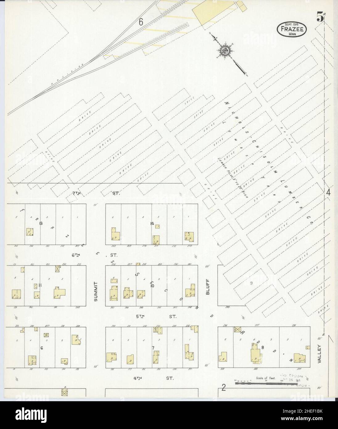 Sanborn Fire Insurance Map from Frazee, Becker County, Minnesota Stock
