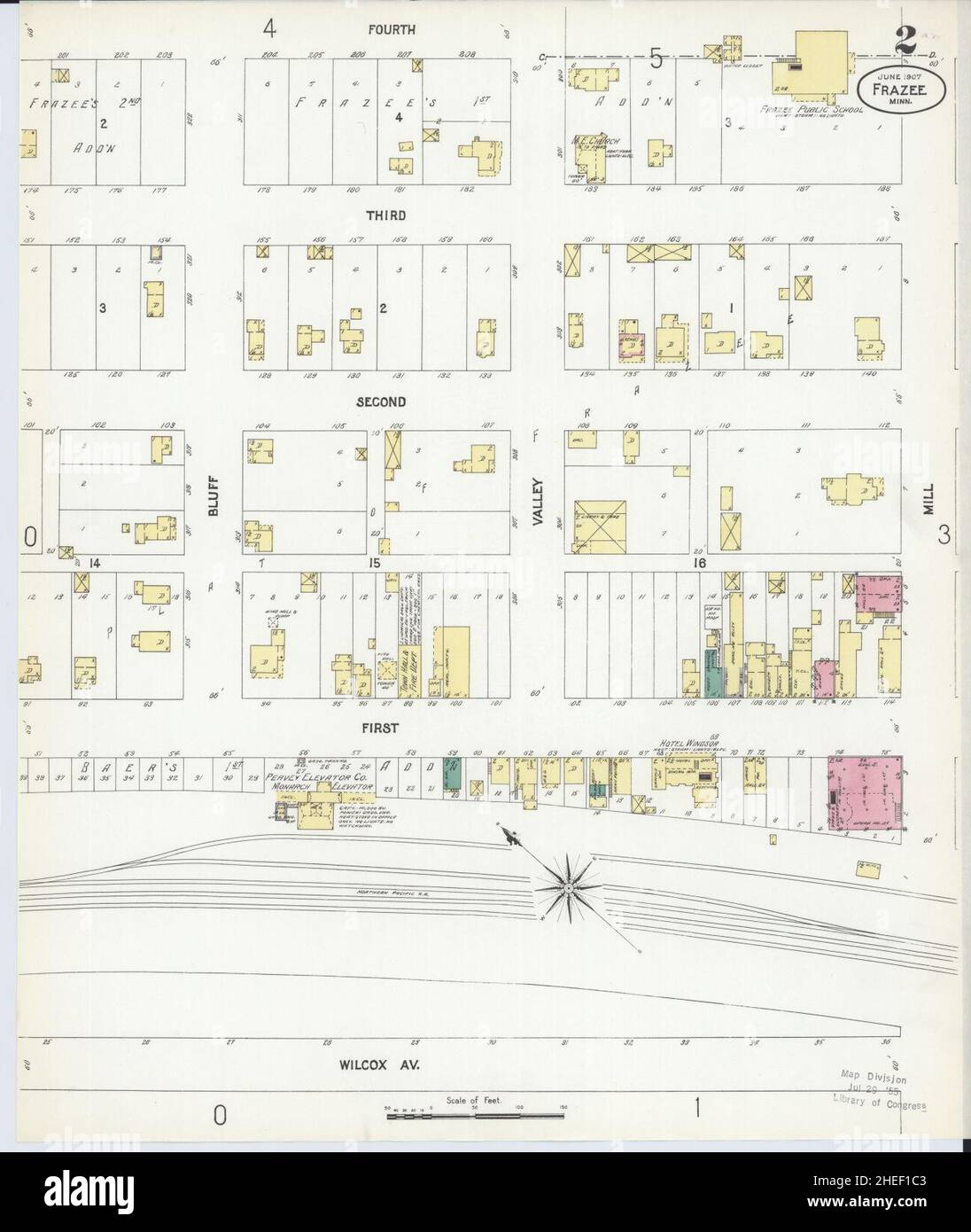 Sanborn Fire Insurance Map from Frazee, Becker County, Minnesota Stock