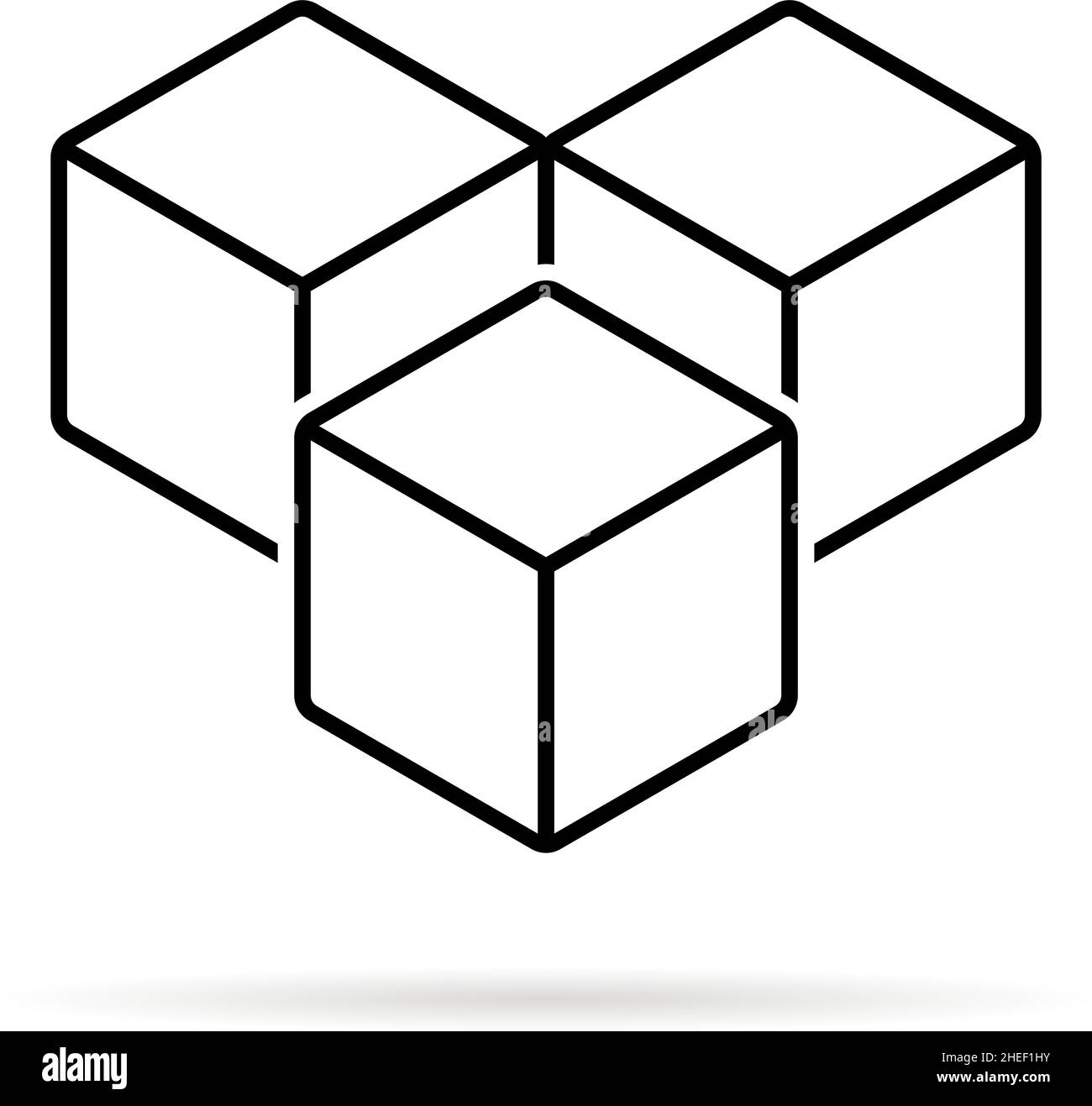 thin line cubes like sugar or ice Stock Vector