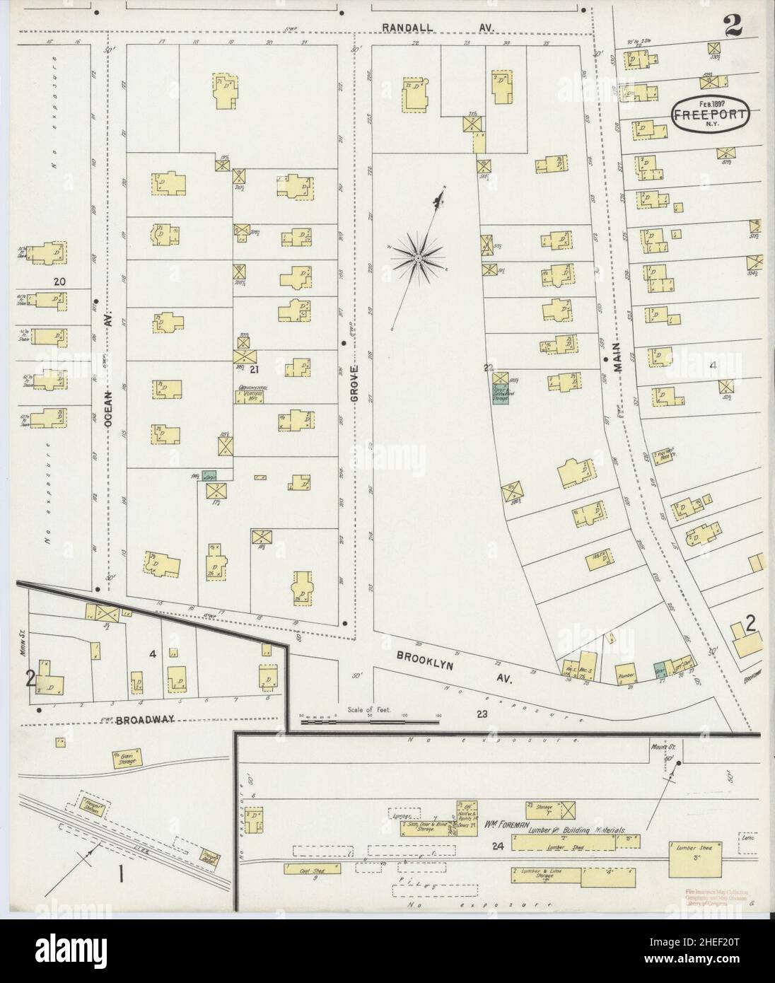 Sanborn Fire Insurance Map from Freeport, Nassau County, New York Stock