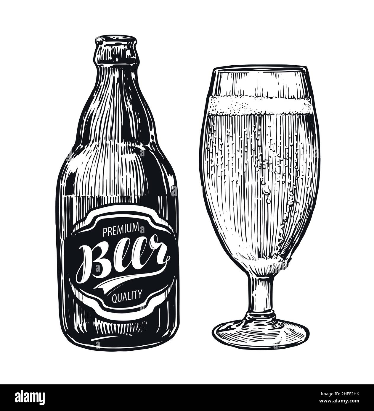 Free Vector | Hand drawn beer bottle drawing illustration