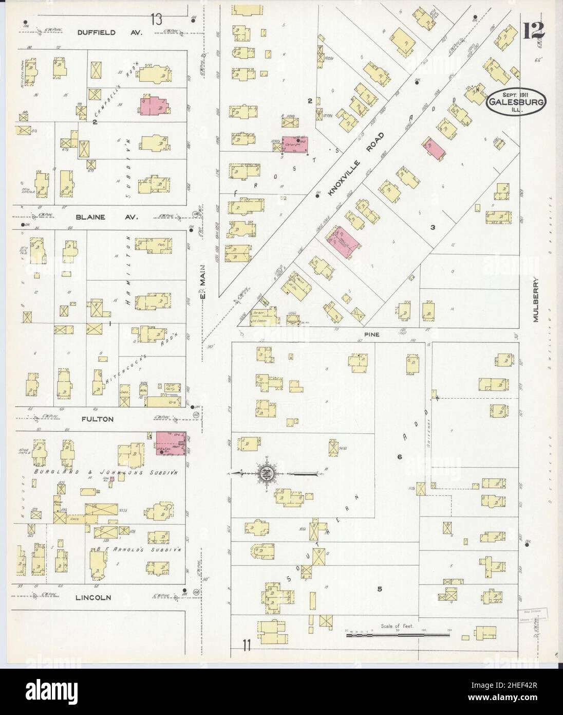 Sanborn Fire Insurance Map from Galesburg, Knox County, Illinois. Stock Photo