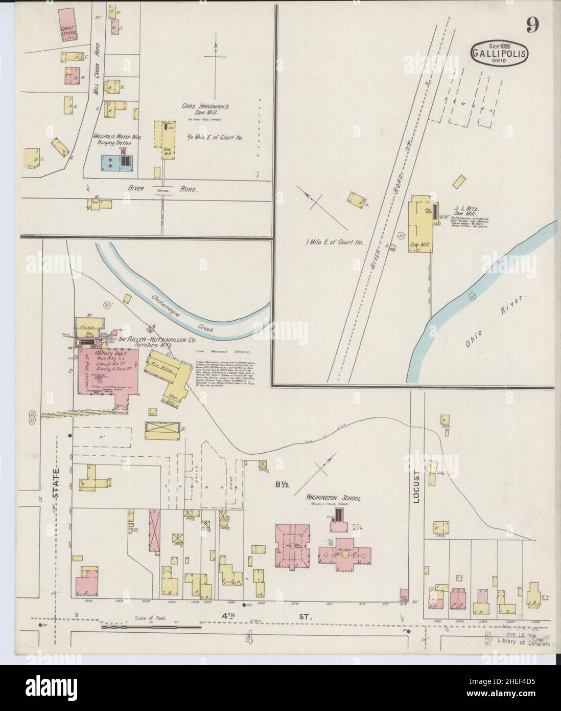 Sanborn Fire Insurance Map from Gallipolis, Gallia County, Ohio Stock