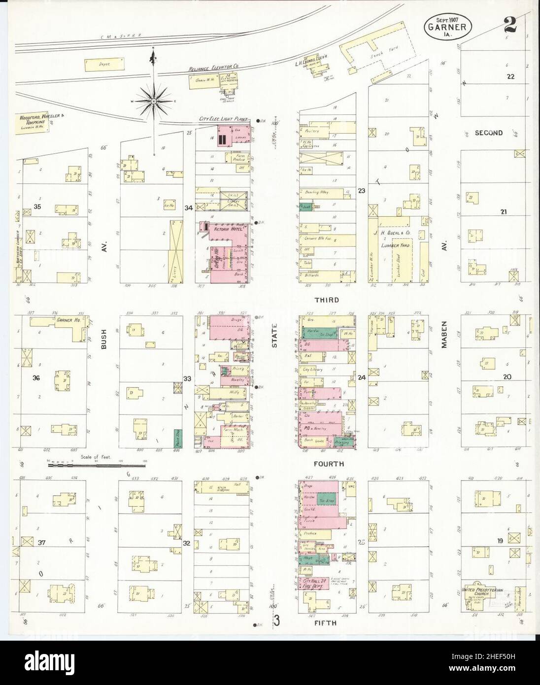 Sanborn Fire Insurance Map from Garner, Hancock County, Iowa Stock