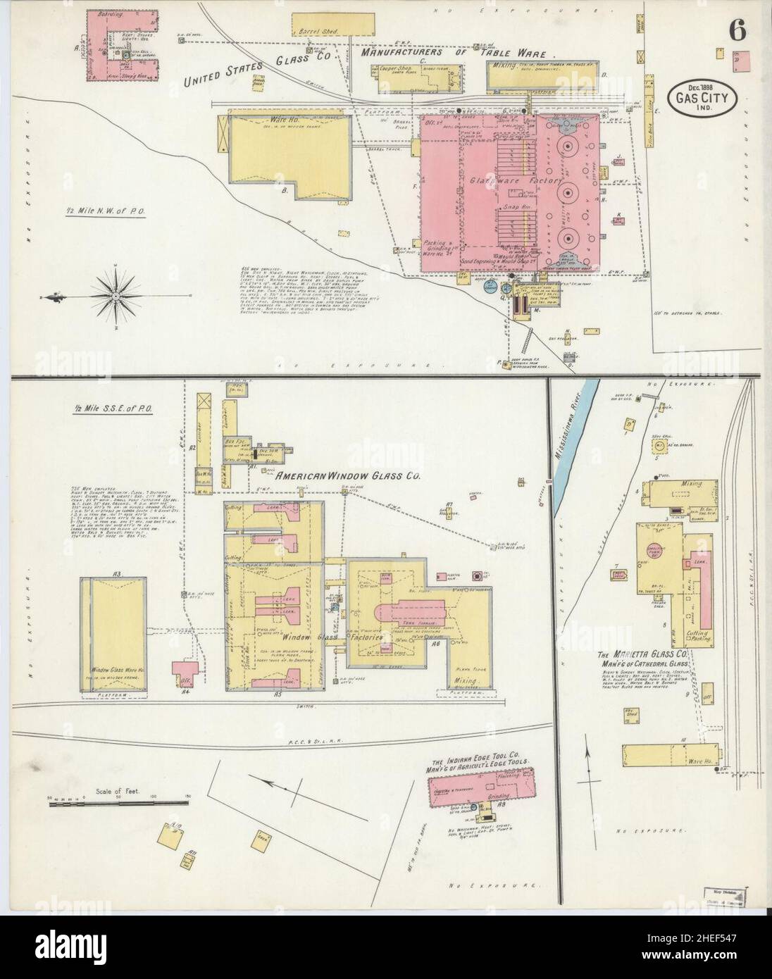 Sanborn Fire Insurance Map from Gas City, Grant County, Indiana. Stock Photo