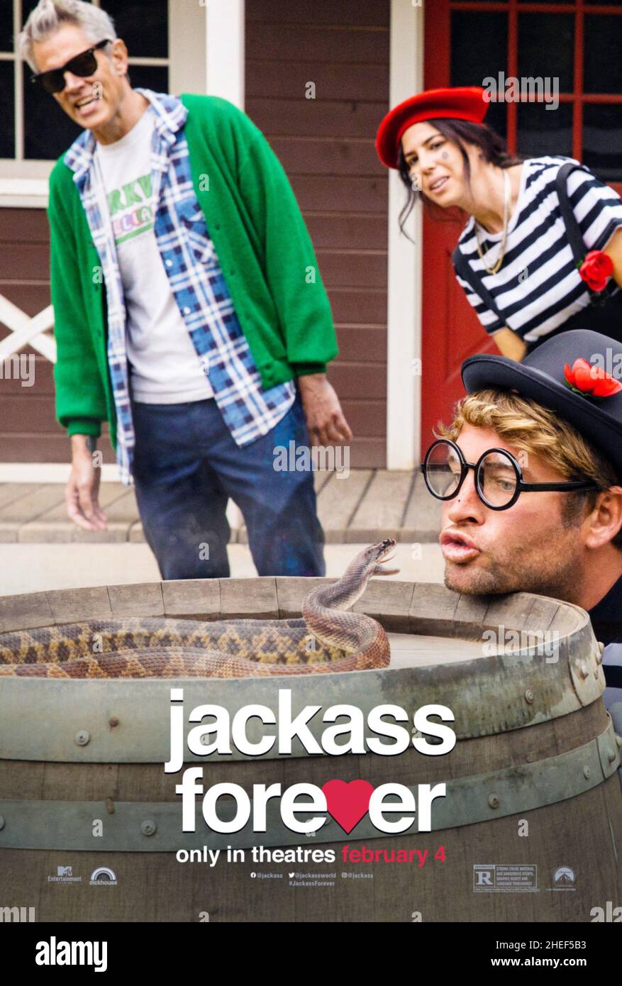 JACKASS FOREVER, (aka JACKASS 4), poster, from left Johnny Knoxville