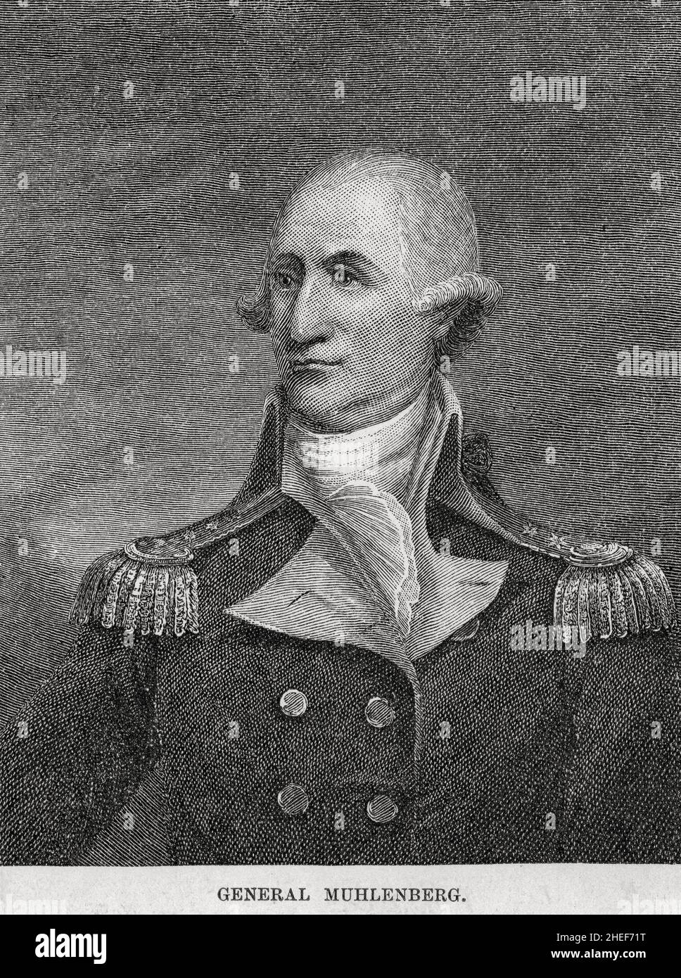 General Muhlenberg during the American Revolution - John Peter Gabriel Muhlenberg (October 1, 1746 – October 1, 1807) was an American clergyman, Continental Army soldier during the American Revolutionary War Stock Photo