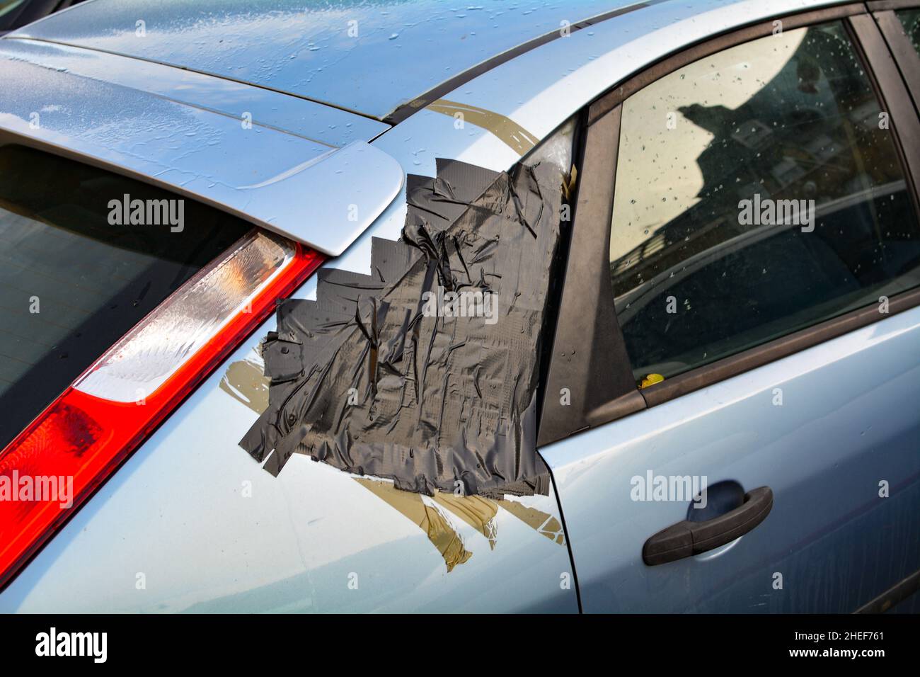 Broken car window after a car theft Stock Photo Alamy